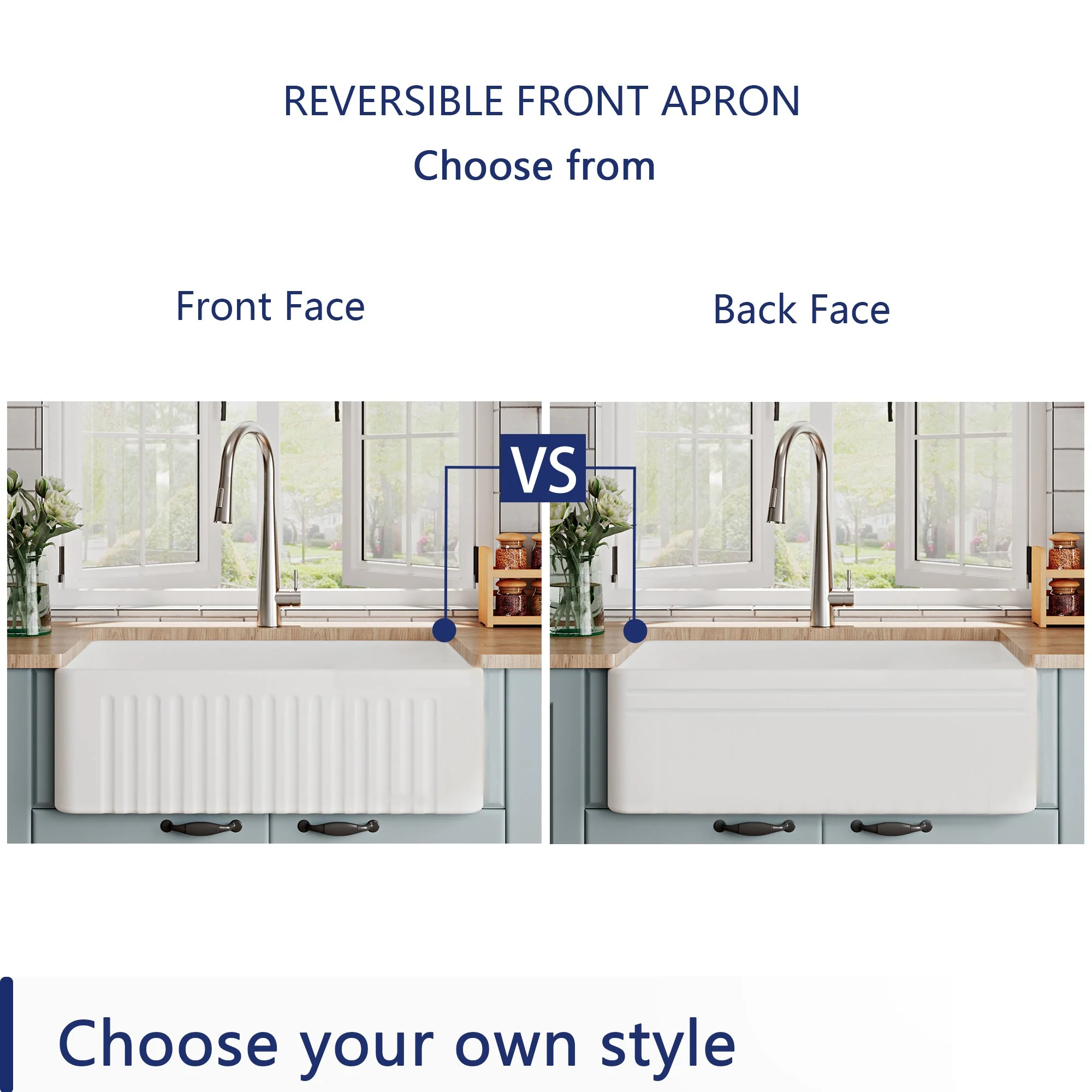 DeerValley DV-1K026 Farmhouse Kitchen Sinks Deep Bowl Reversible Apron Design - Image 5