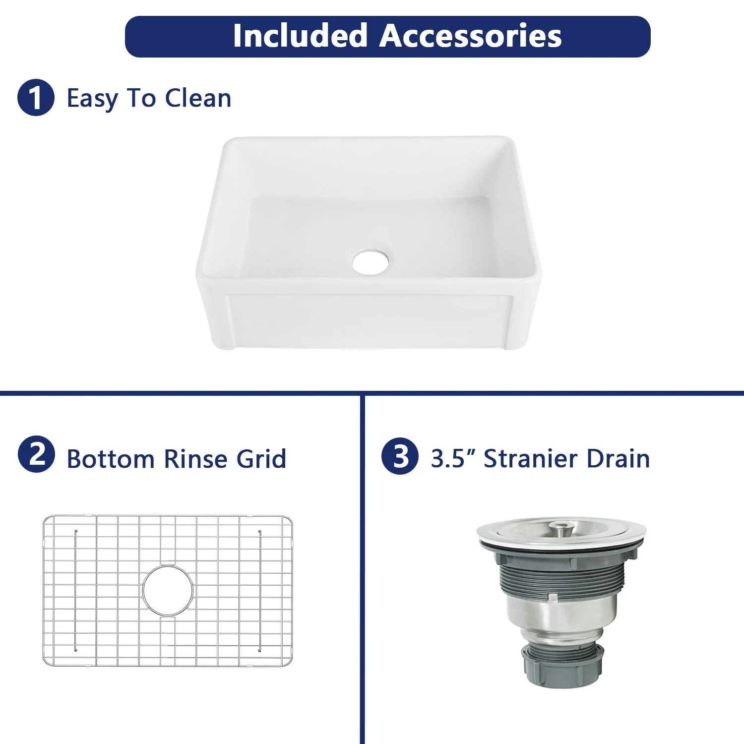 DeerValley DV-1K016 Farmhouse Kitchen Sinks 30-Inch Reversible Deep Bowl - Image 3