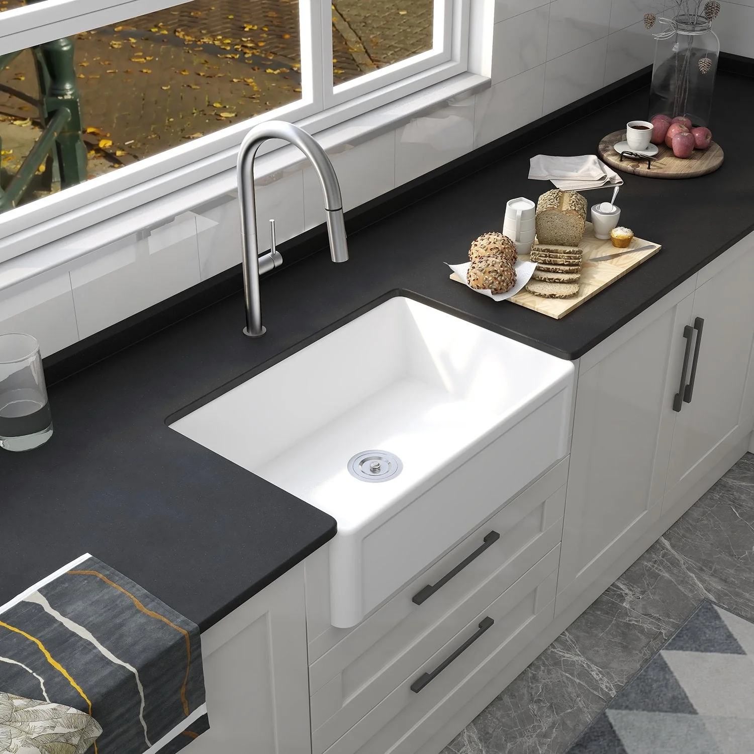 DeerValley DV-1K016 Farmhouse Kitchen Sinks 30-Inch Reversible Deep Bowl - Image 5