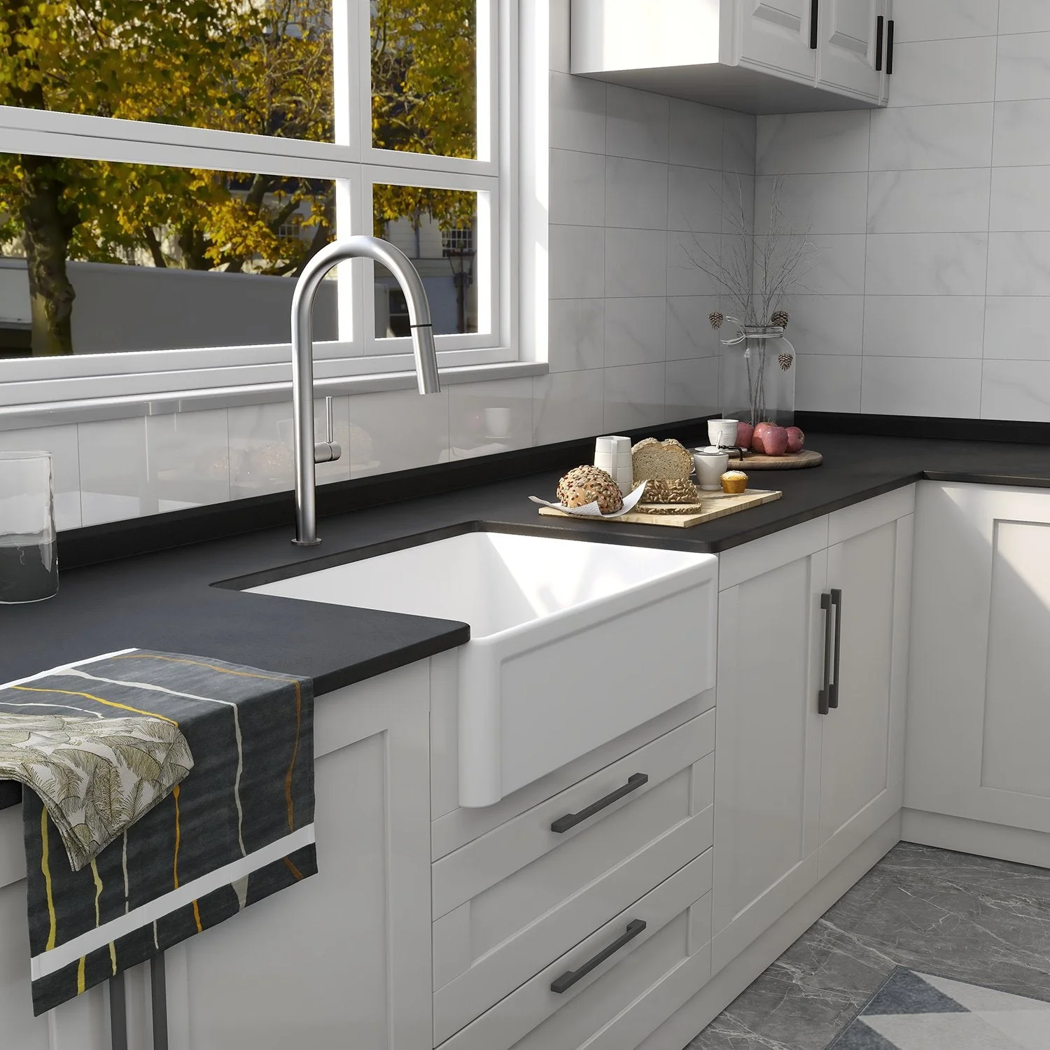 DeerValley DV-1K016 Farmhouse Kitchen Sinks 30-Inch Reversible Deep Bowl - Image 6