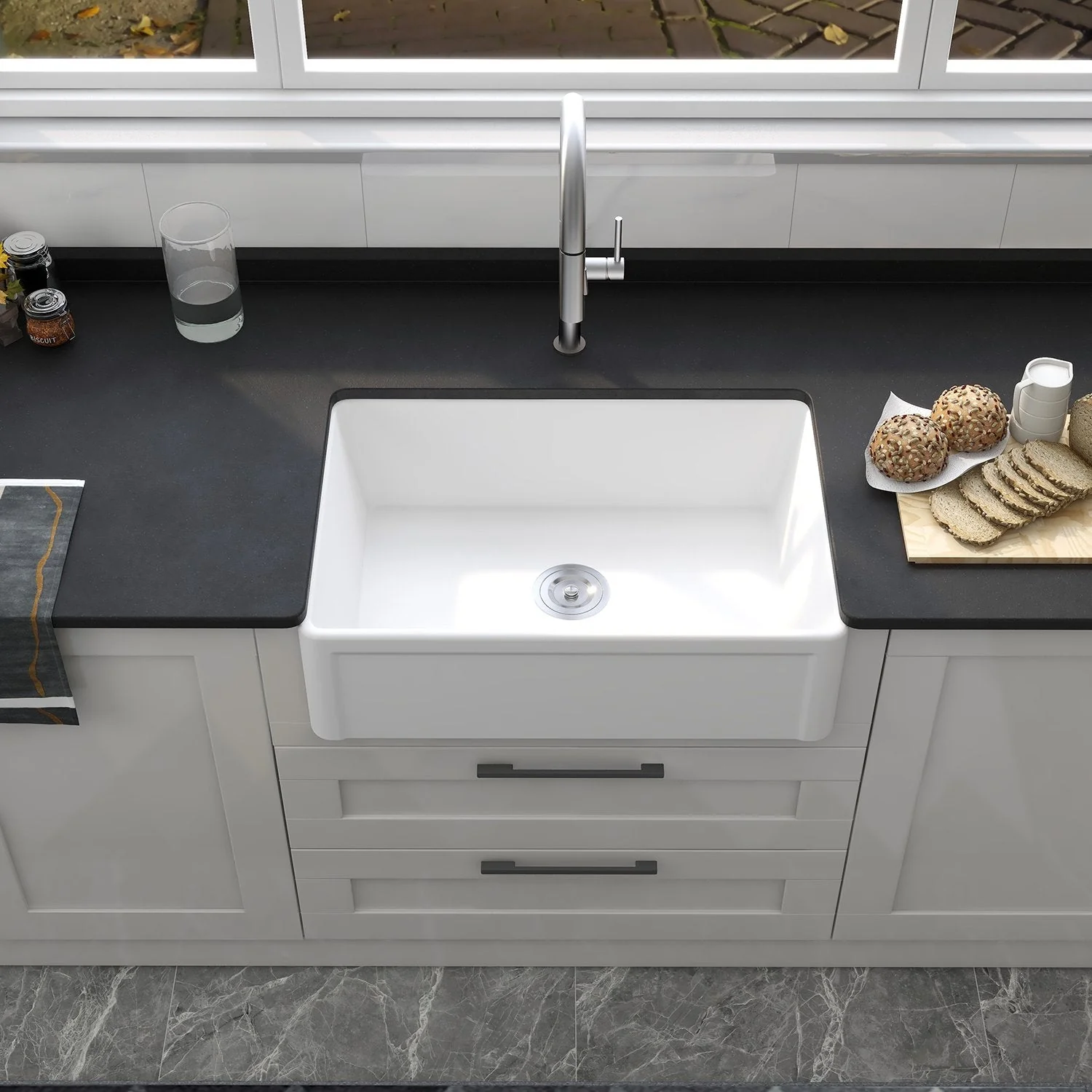 DeerValley DV-1K016 Farmhouse Kitchen Sinks 30-Inch Reversible Deep Bowl - Image 7