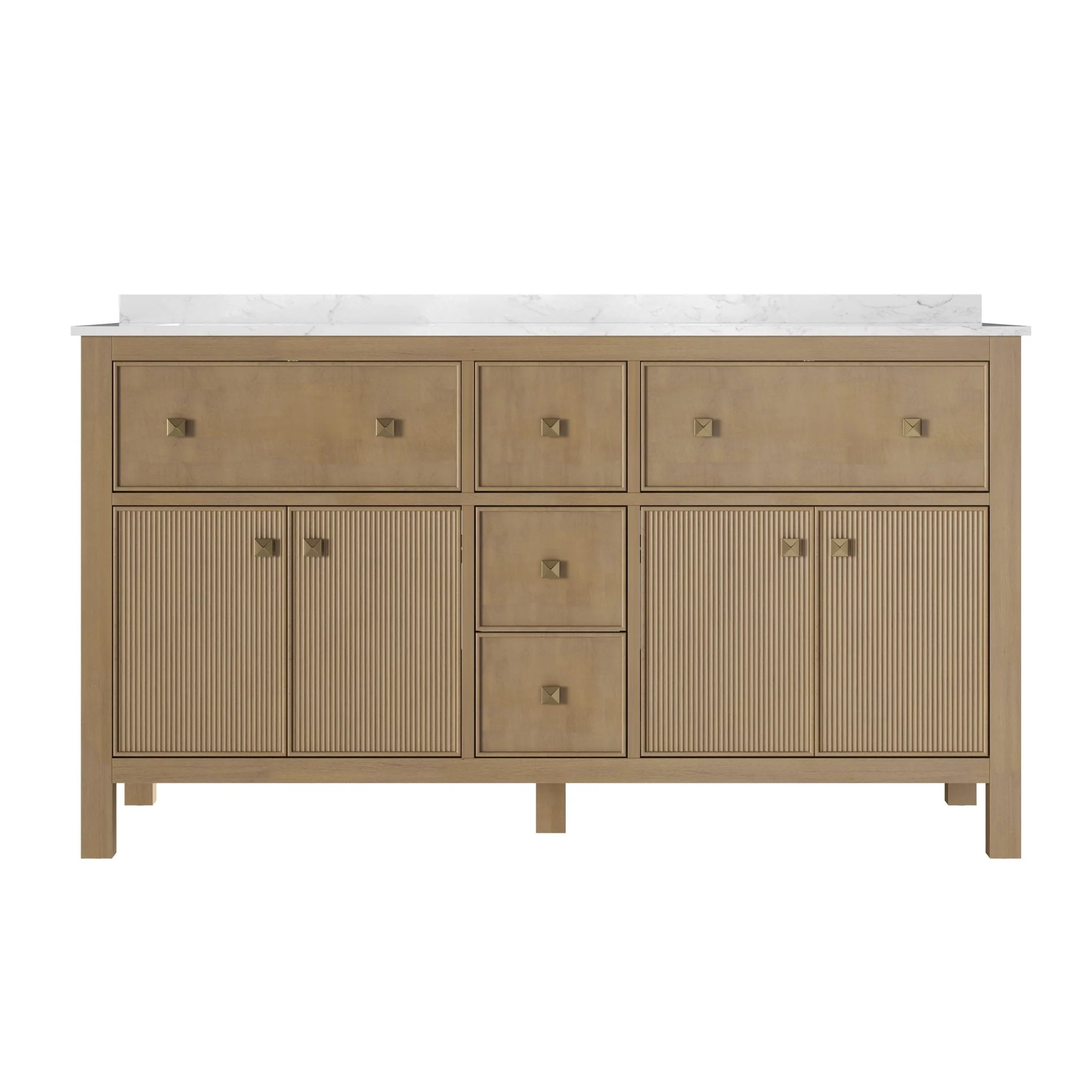 60" Pre-assembled Bathroom Vanity, with Soft Closing and Splash Guard, Natural Wood Color - Image 10
