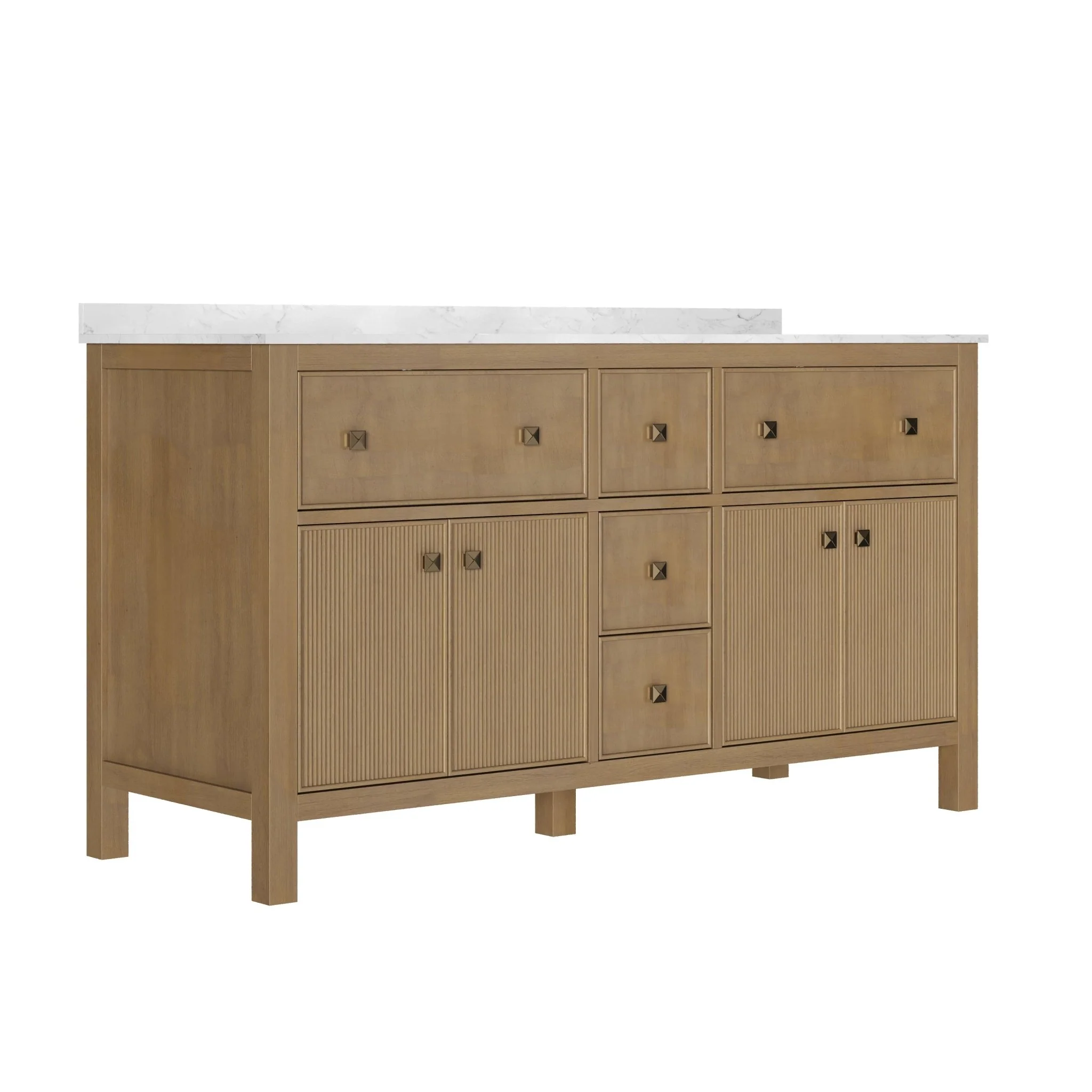 60" Pre-assembled Bathroom Vanity, with Soft Closing and Splash Guard, Natural Wood Color - Image 11
