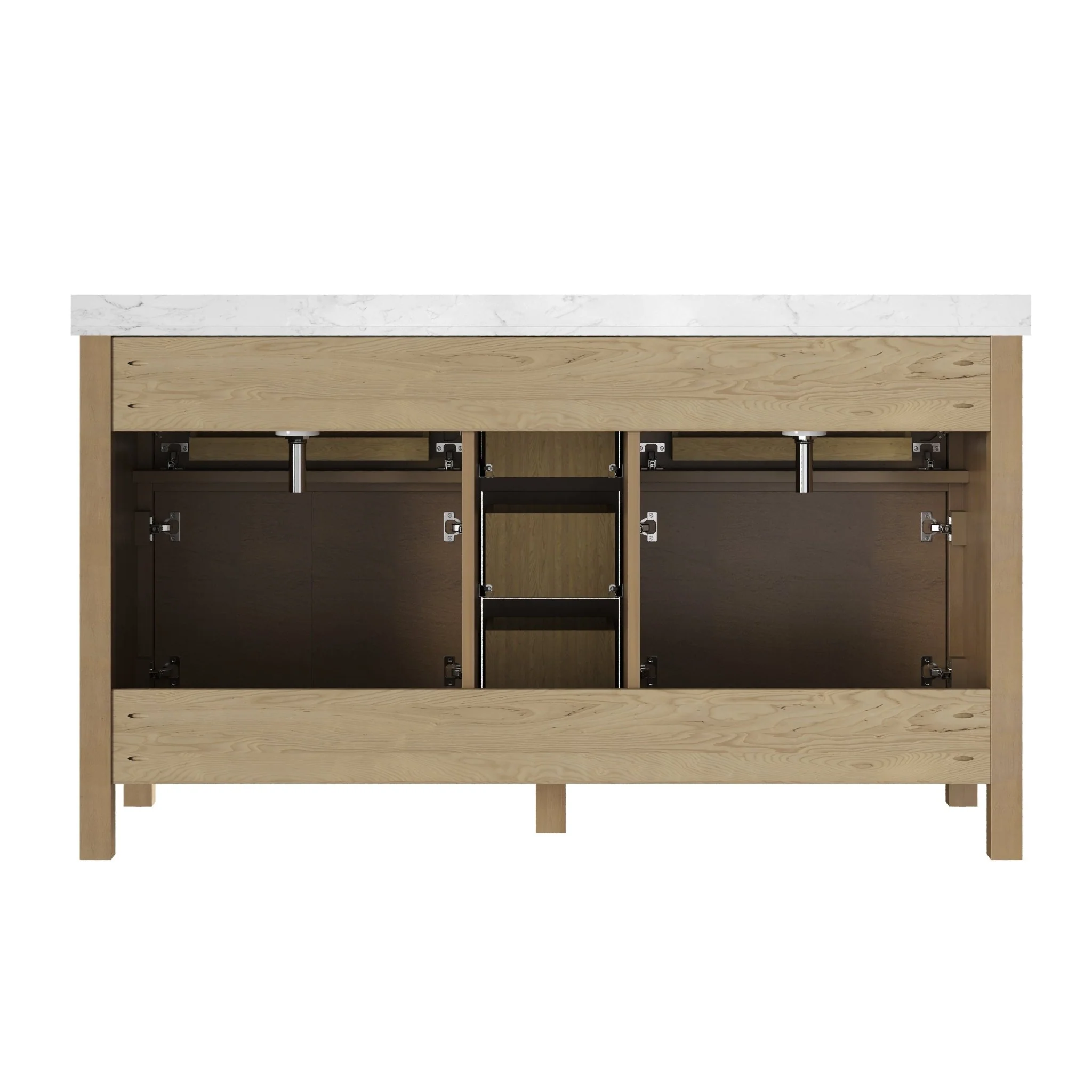 60" Pre-assembled Bathroom Vanity, with Soft Closing and Splash Guard, Natural Wood Color - Image 12