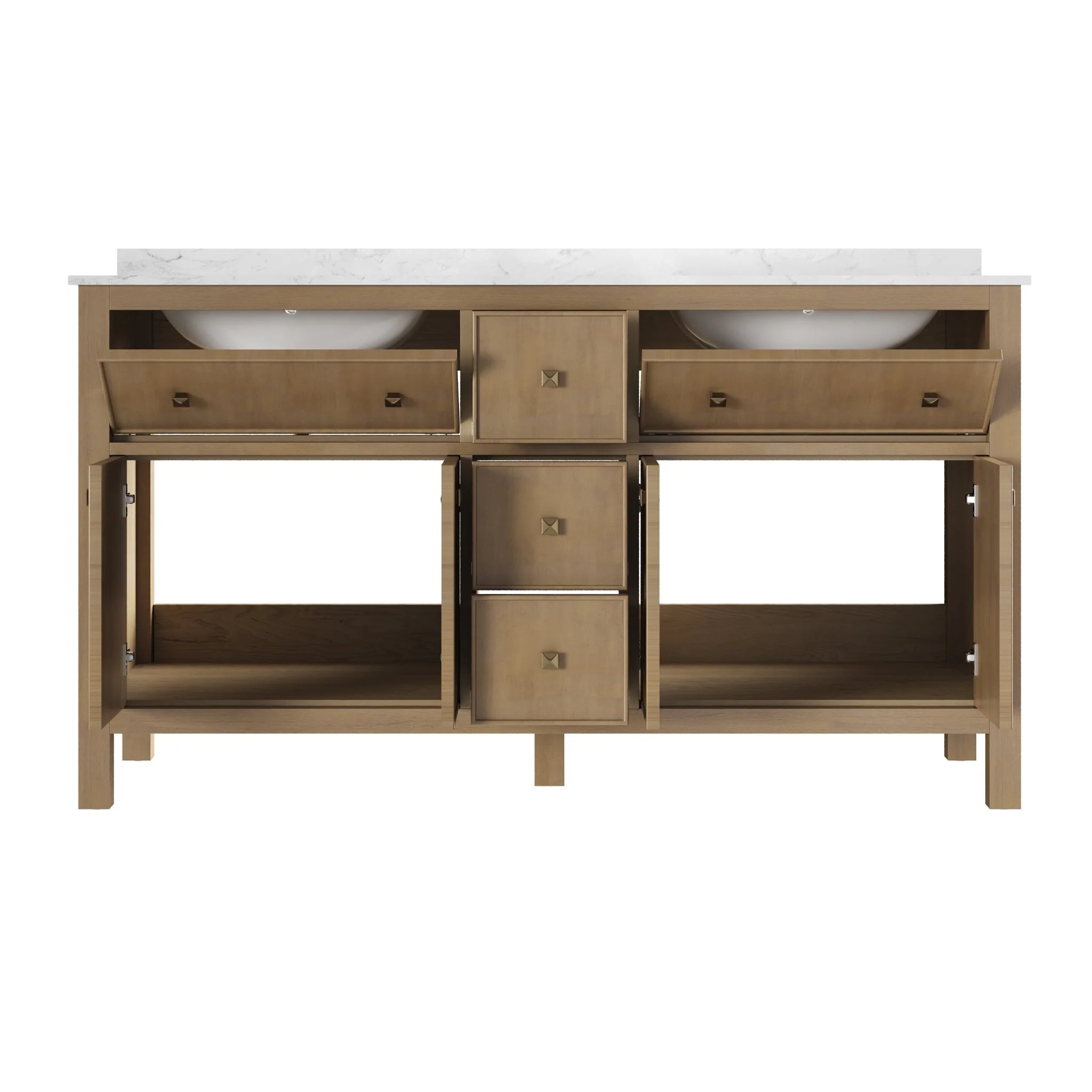 60" Pre-assembled Bathroom Vanity, with Soft Closing and Splash Guard, Natural Wood Color - Image 13