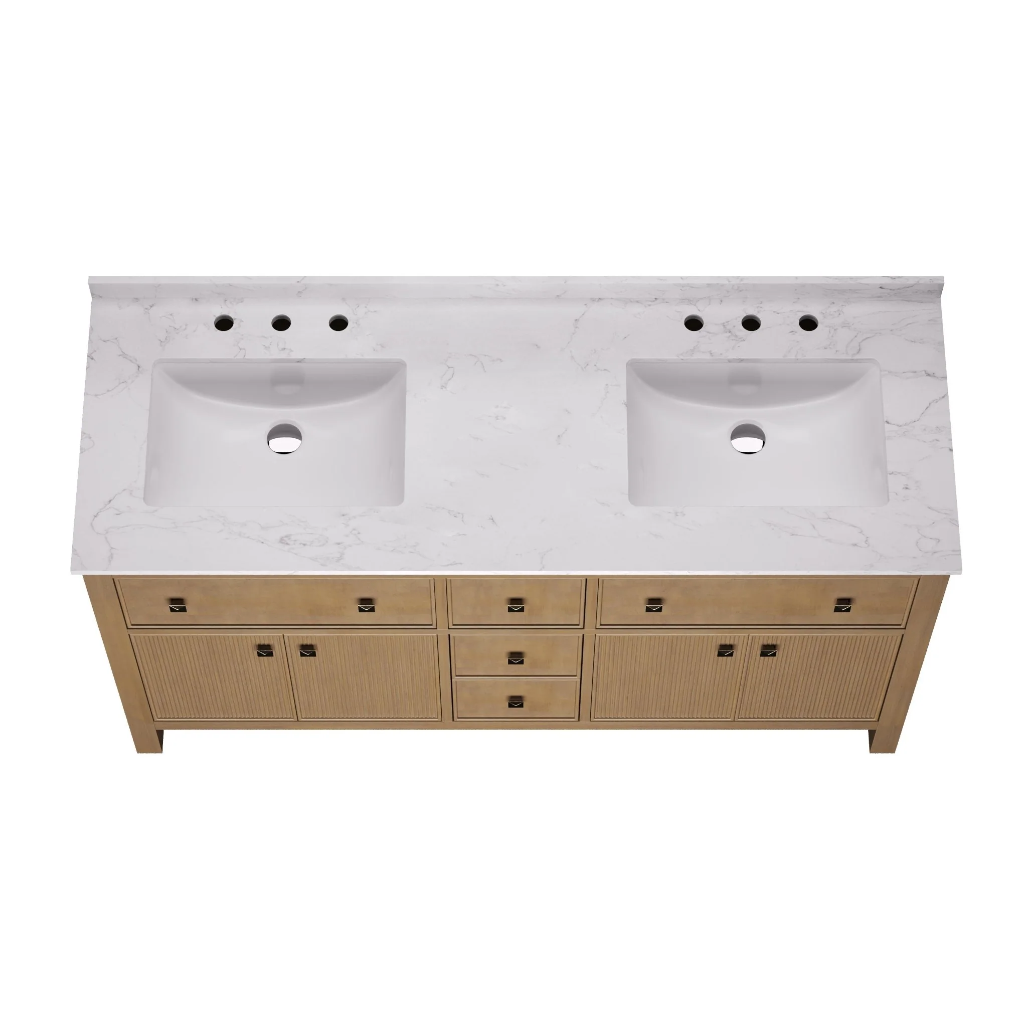 60" Pre-assembled Bathroom Vanity, with Soft Closing and Splash Guard, Natural Wood Color - Image 15