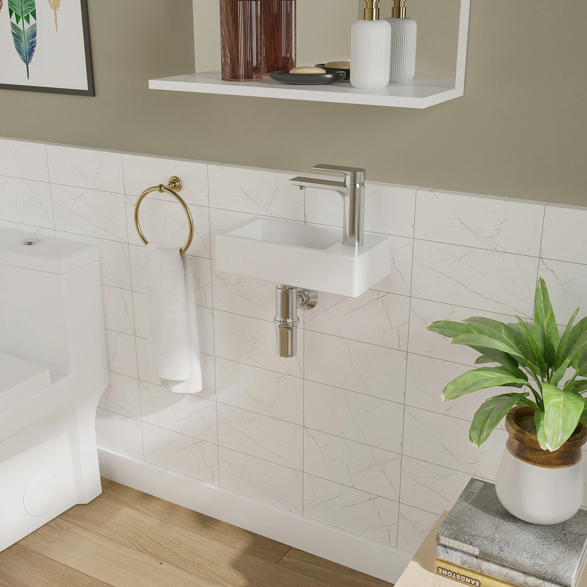 LIBERTY 14" Rectangular Wall-Mount Bathroom Sink, Space-saving - Image 4