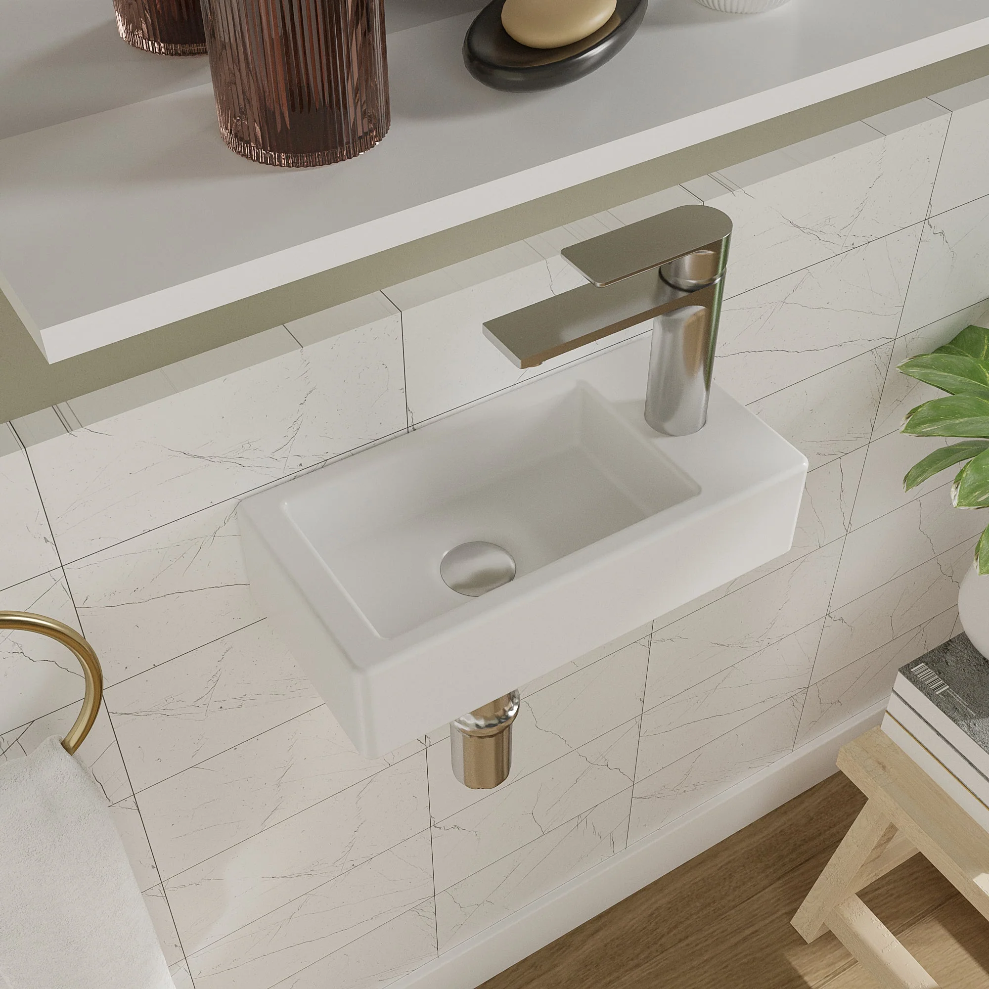 LIBERTY 14" Rectangular Wall-Mount Bathroom Sink, Space-saving - Image 7