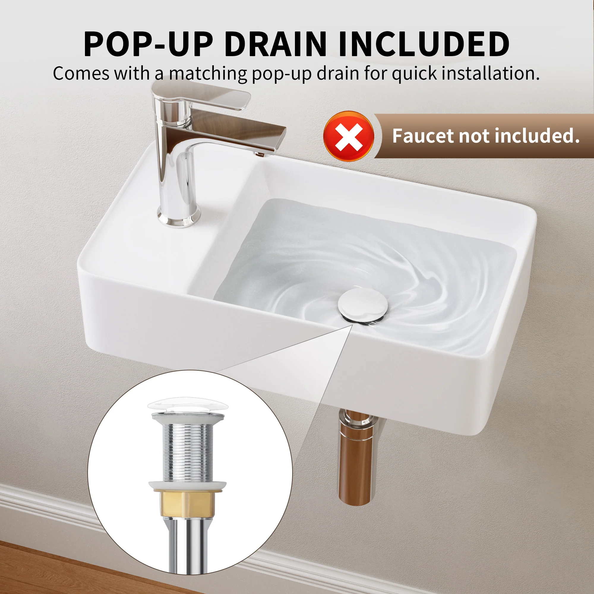 DeerValley DV-1V081L Wall Mounted Sinks Glossy Ceramic Wall Faucet Ready - Image 23