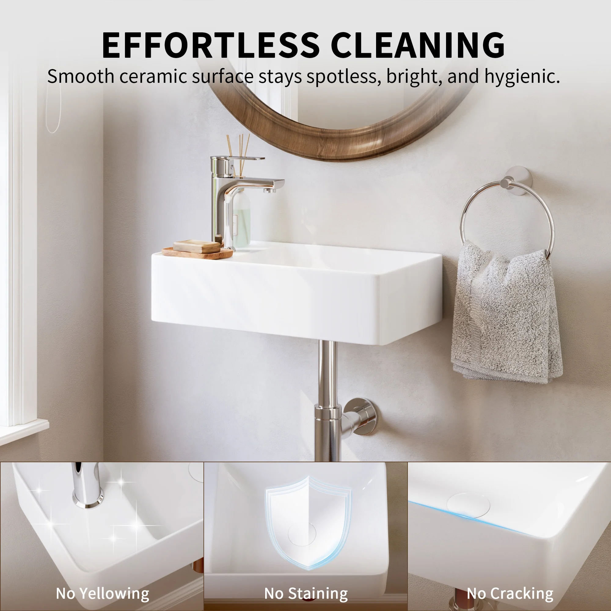 DeerValley DV-1V081L Wall Mounted Sinks Glossy Ceramic Wall Faucet Ready - Image 24