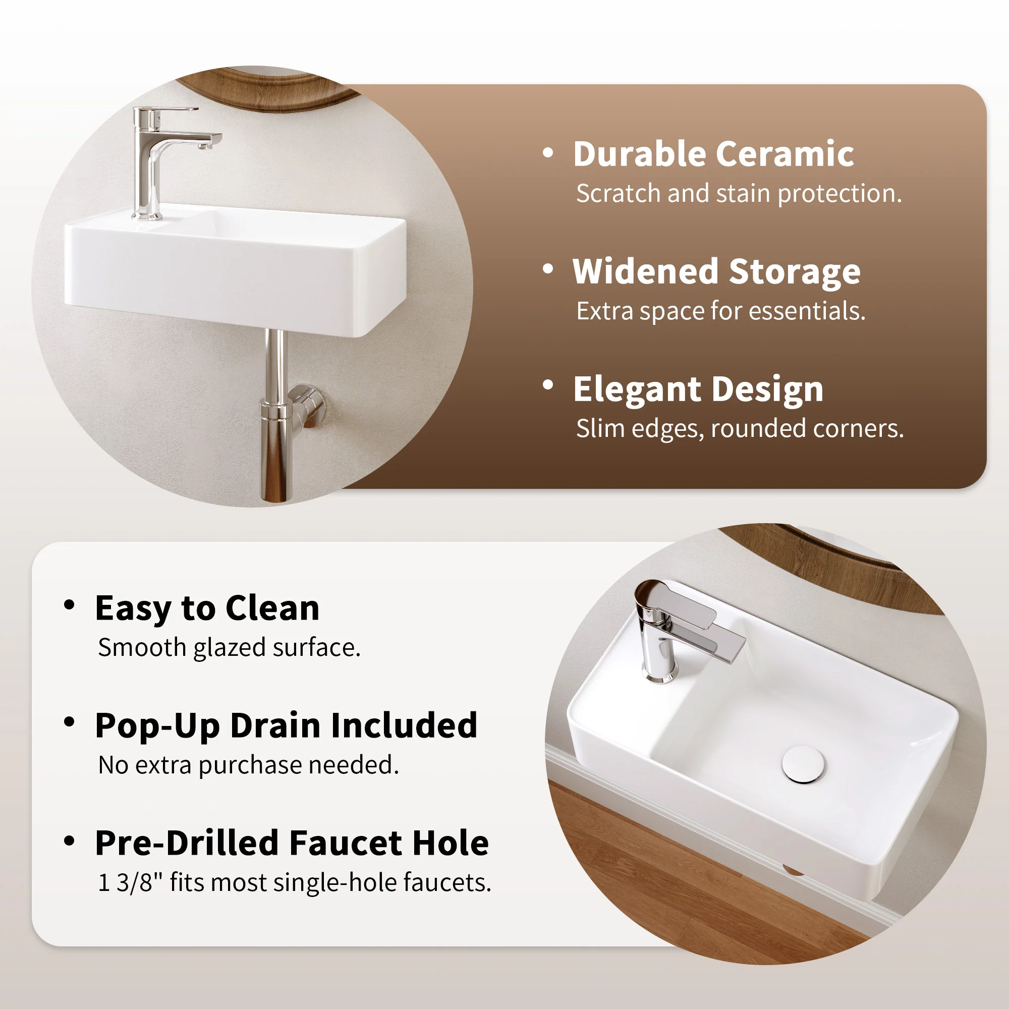DeerValley DV-1V081L Wall Mounted Sinks Glossy Ceramic Wall Faucet Ready - Image 26