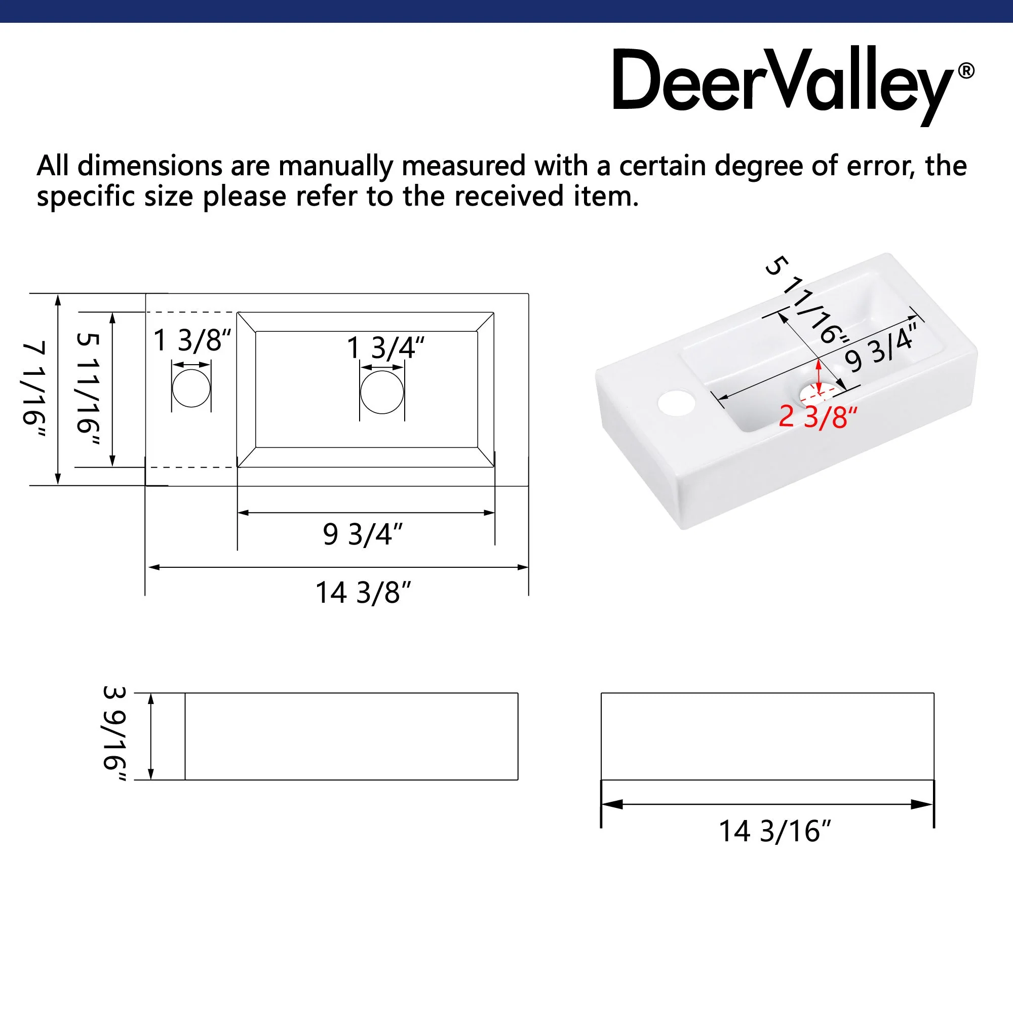 DeerValley DV-1V081L Wall Mounted Sinks Glossy Ceramic Wall Faucet Ready - Image 8