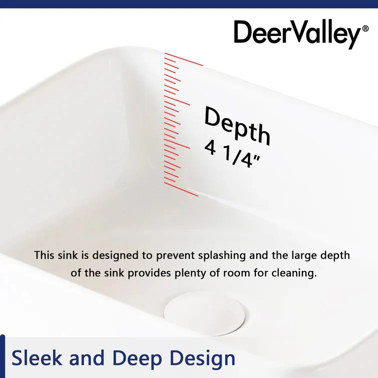 DeerValley DV-1V031 Vessel Sinks Durable Ceramic Easy Install Scratch-Resistant - Image 12