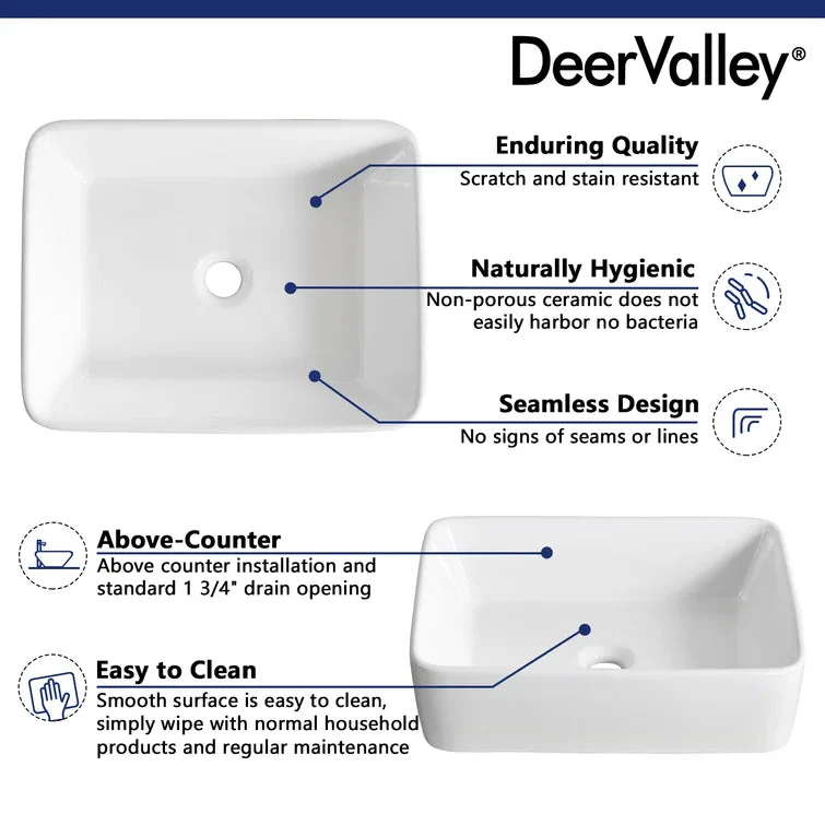 DeerValley DV-1V031 Vessel Sinks Durable Ceramic Easy Install Scratch-Resistant - Image 14