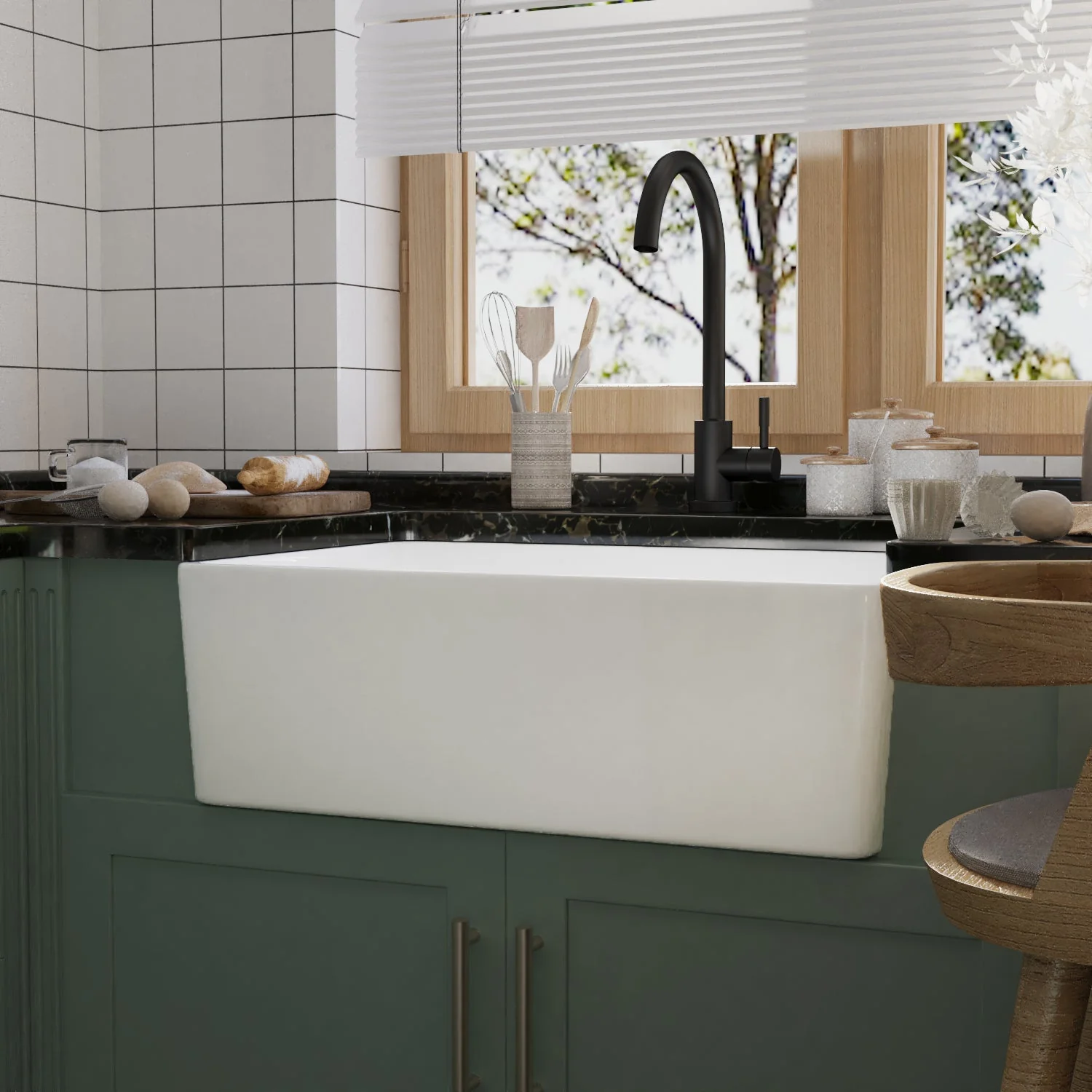 DeerValley DV-1K116 Farmhouse Kitchen Sinks Quiet Ceramic Apron-Front Deep - Image 5