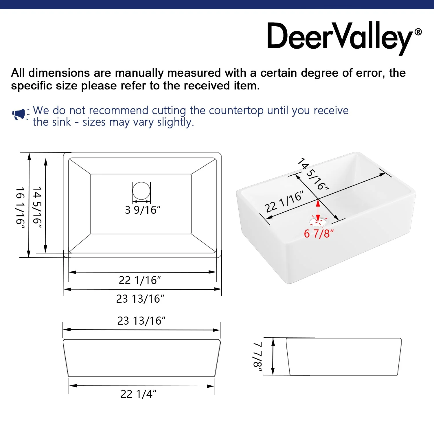 DeerValley DV-1K116 Farmhouse Kitchen Sinks Quiet Ceramic Apron-Front Deep - Image 7