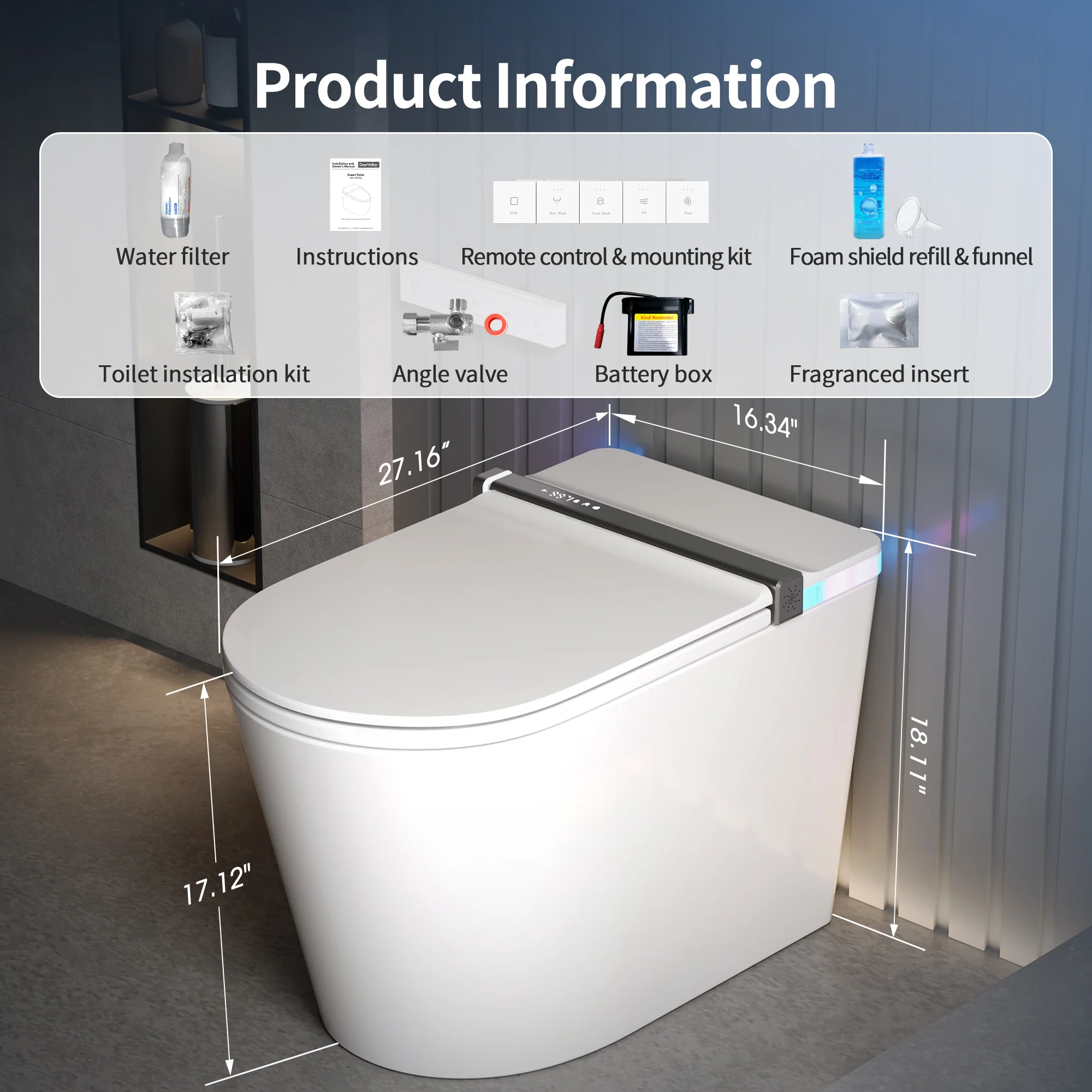 DeerValley DV-1S0360-V3 ADA Smart Toilet with Foam Shield & All-Season Comfort - Image 17