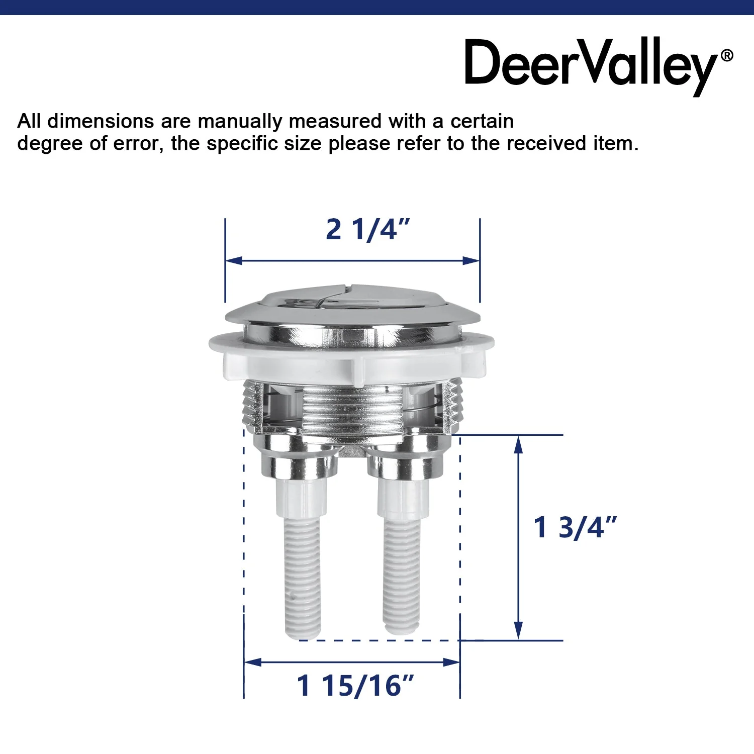 DeerValley Chrome-Plated Dual Flush Button (Fit with DV-1F52812/DV-1F52813/DV-1F52816/DV-1F026/DV-1F52508/DV-1F52677/DV-1F52812B) - Image 6