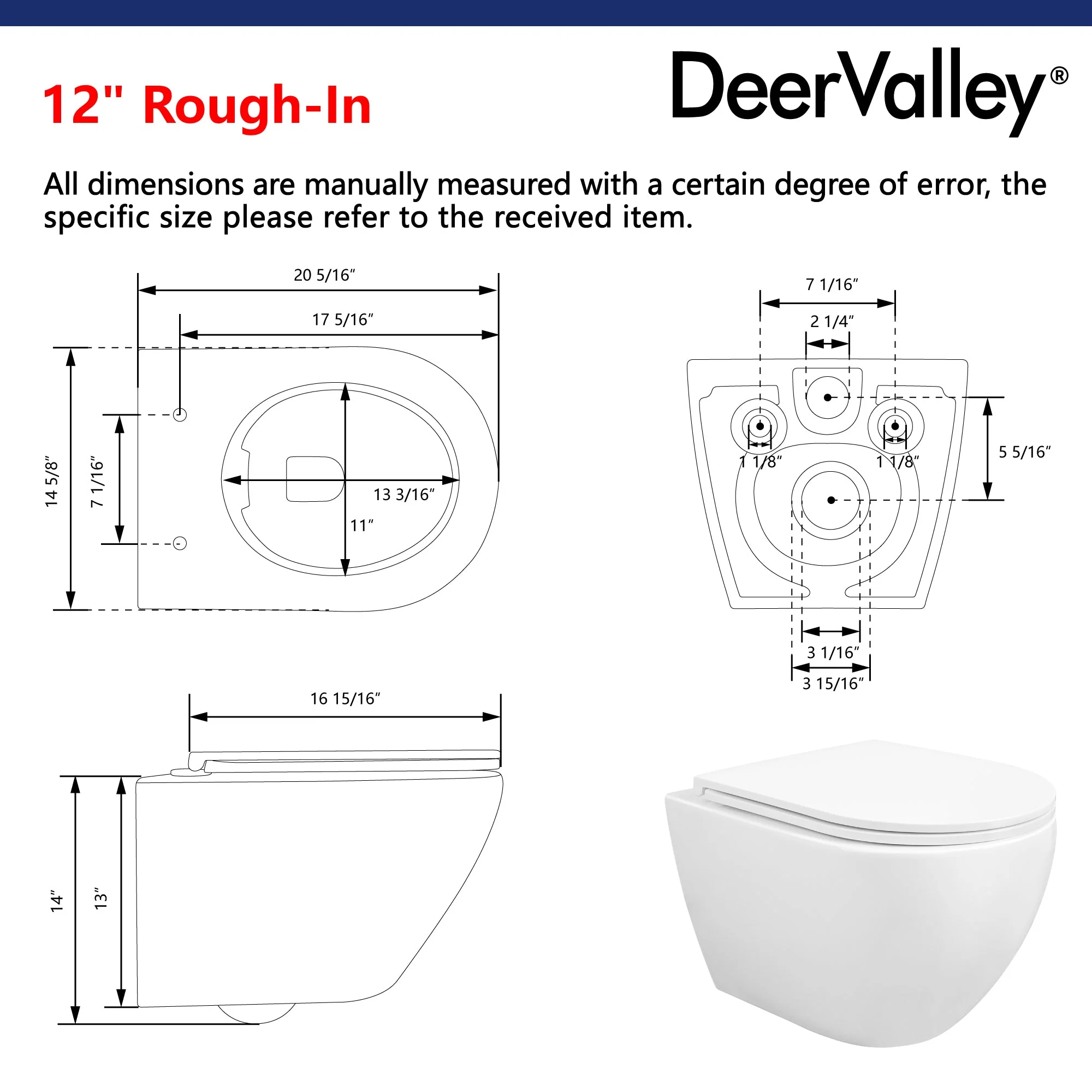 DeerValley DV-1F0070 Wall-hung Toilets Quiet Siphon Flush Quick-Release Seat - Image 10