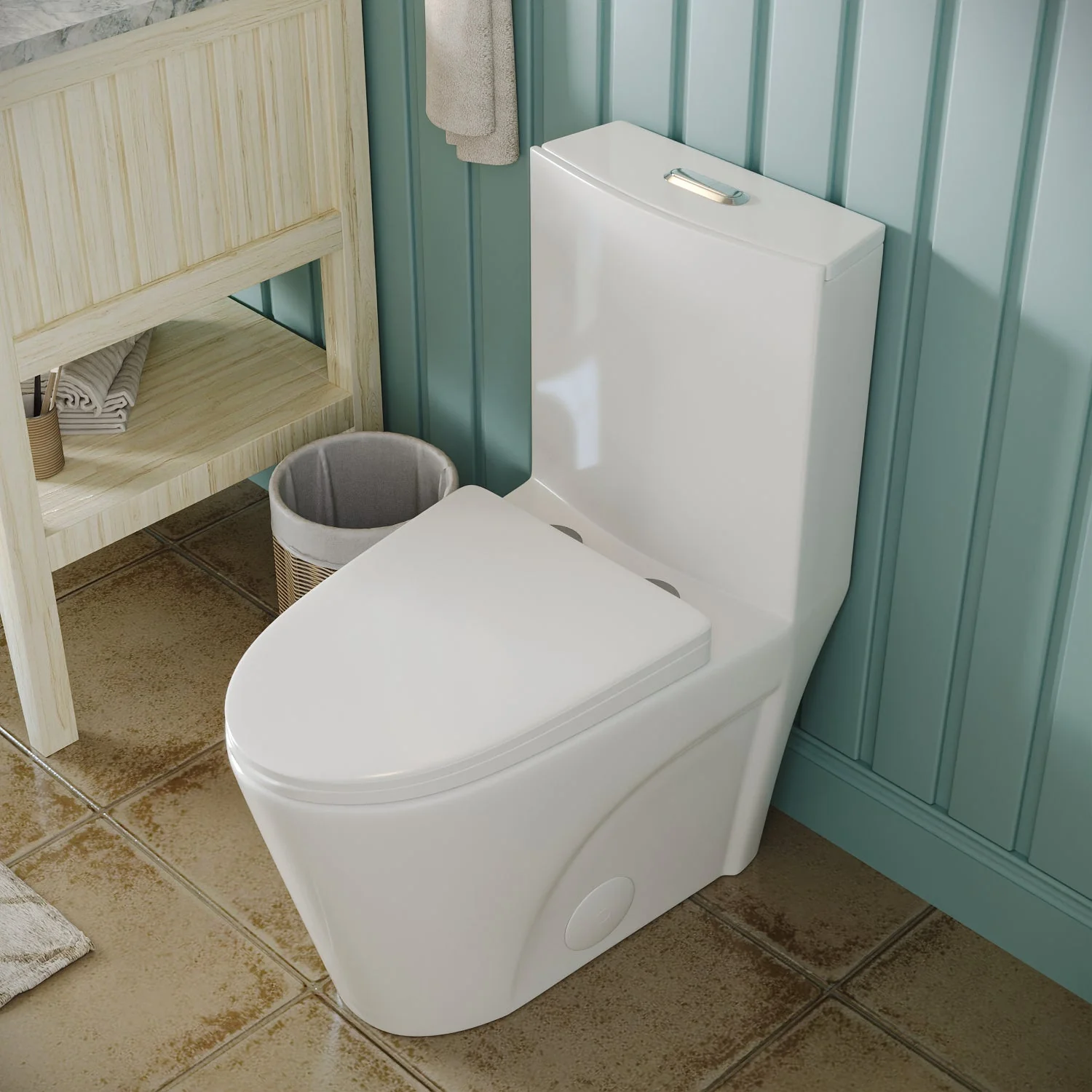 DeerValley DV-1F52102 One-piece Toilets Modern Fan Shape Seamless Comfort Dual-Flush 1.1/1.6 GPF - Image 3