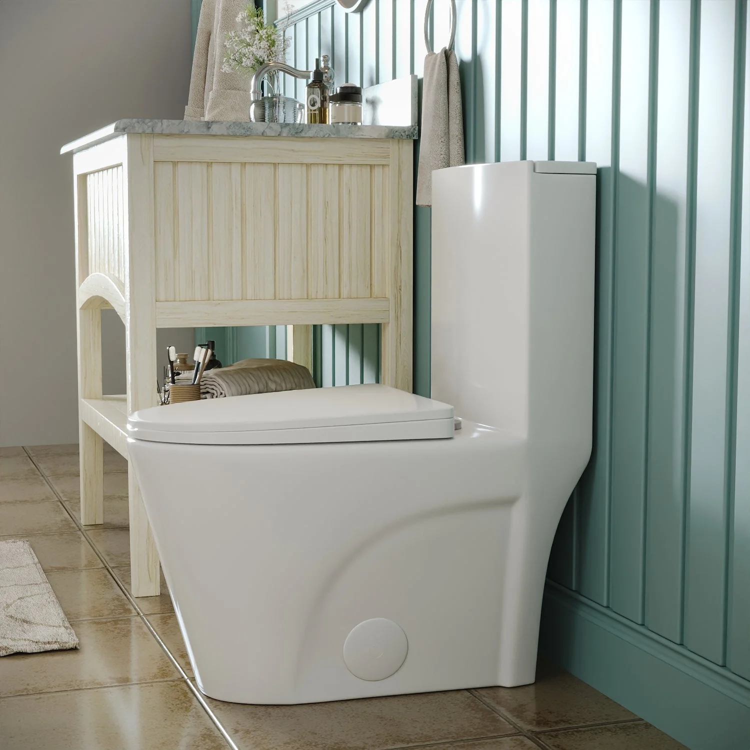 DeerValley DV-1F52102 One-piece Toilets Modern Fan Shape Seamless Comfort Dual-Flush 1.1/1.6 GPF - Image 4