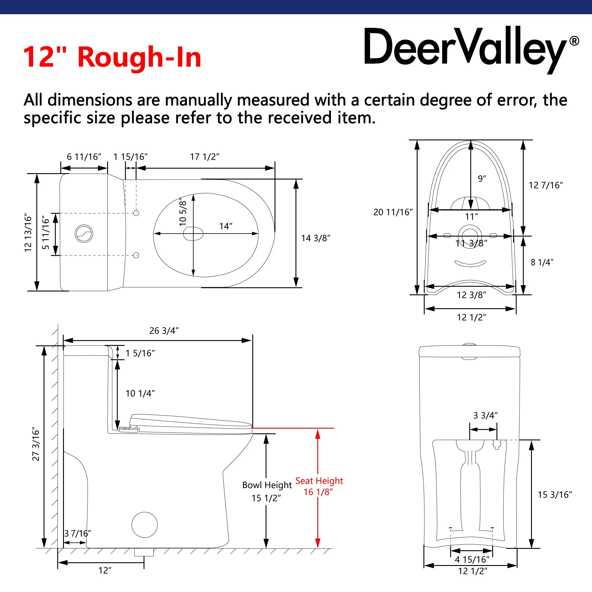 DeerValley DV-1F52508 One-Piece Toilet Dual Flush Elongated Bowl Soft-Close Seat - Image 16