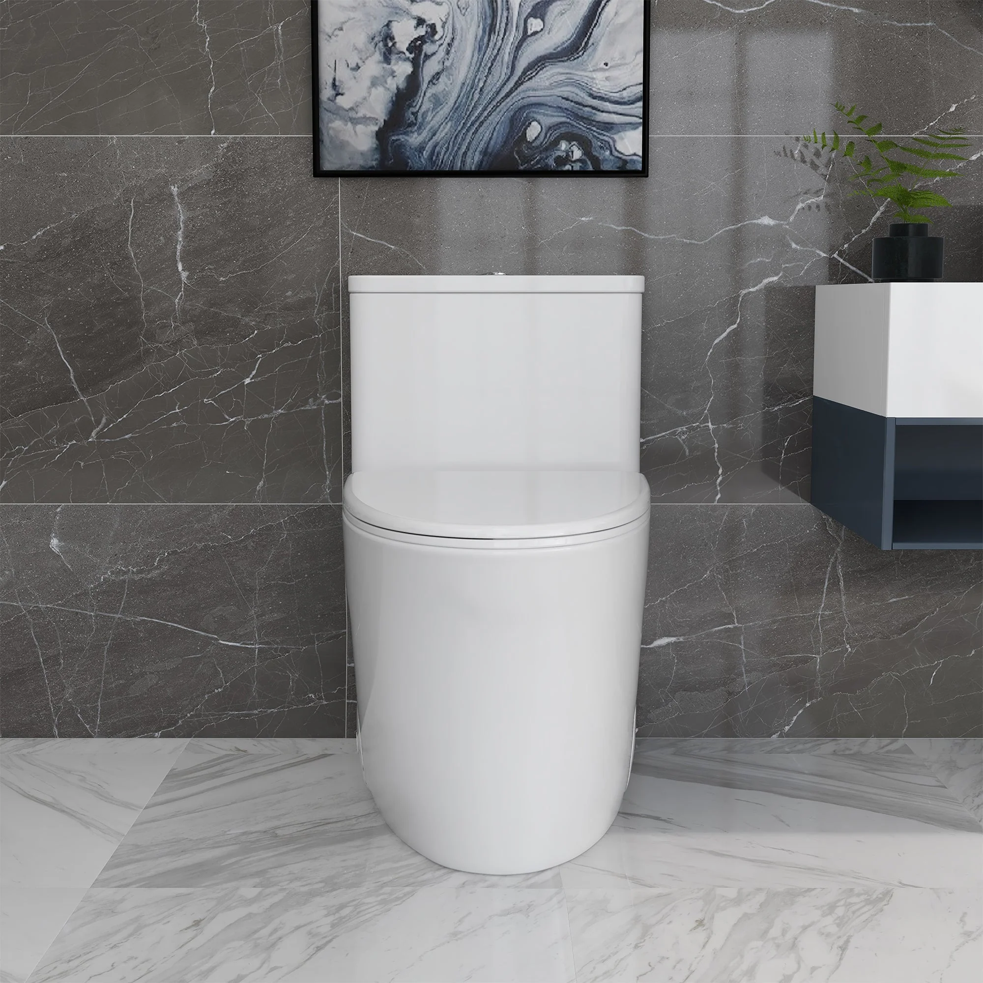 DeerValley DV-1F52807 One-piece Toilets Wider Seat Space-Saving Quiet Easy-Clean 1.28 GPF - Image 3