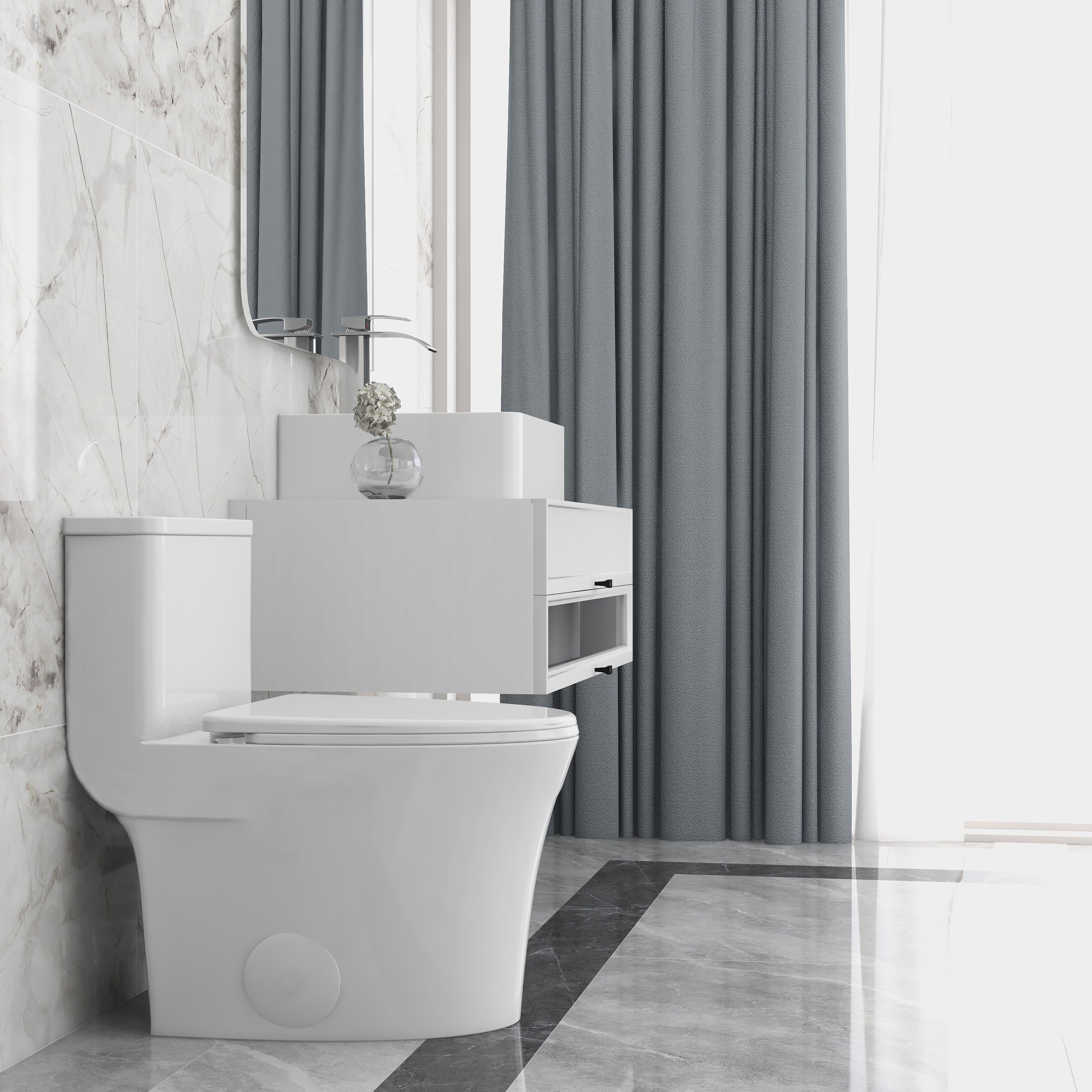 DeerValley DV-1F52807 One-piece Toilets Wider Seat Space-Saving Quiet Easy-Clean 1.28 GPF - Image 4