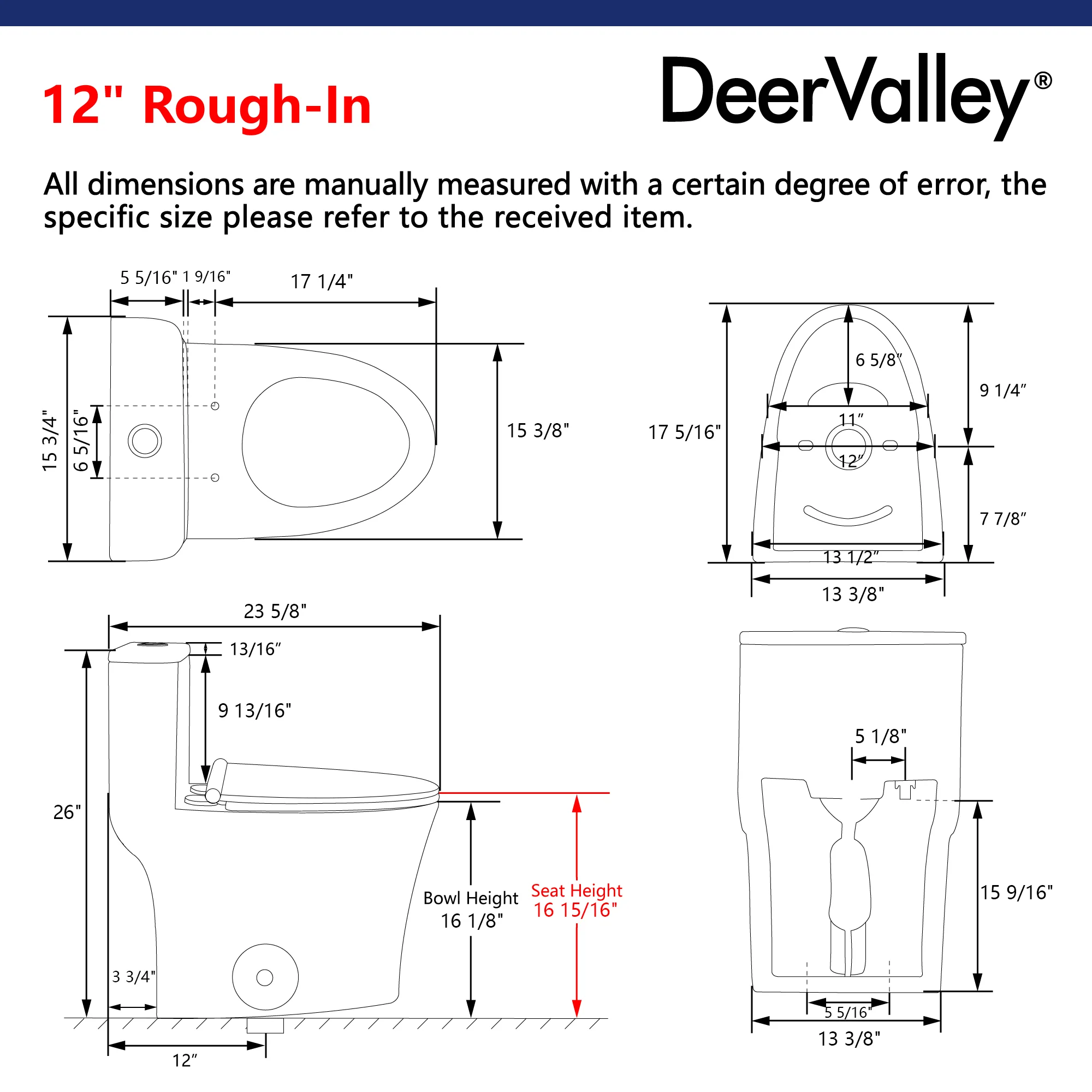 DeerValley DV-1F52807 One-piece Toilets Wider Seat Space-Saving Quiet Easy-Clean 1.28 GPF - Image 9