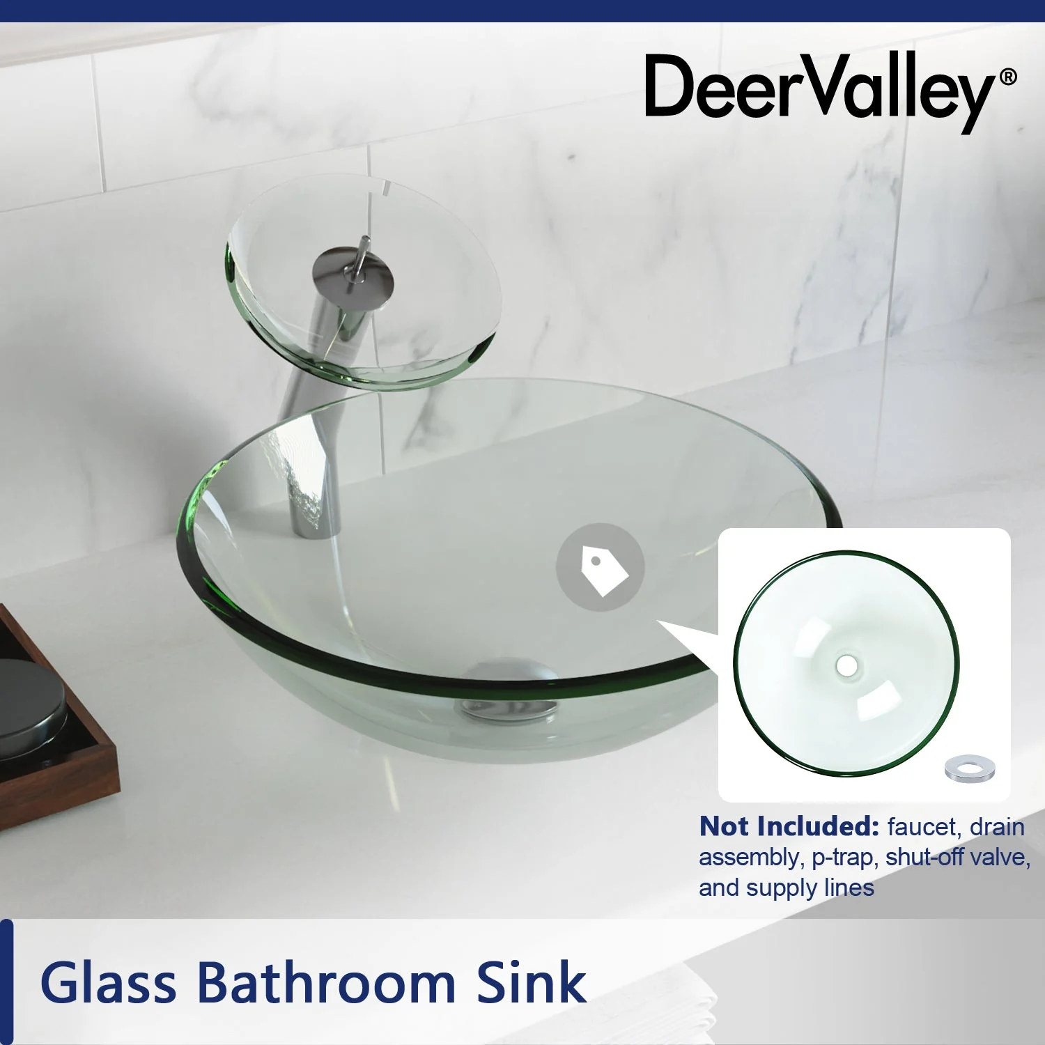 SYMMETRY 16.5" Round Vessel Bathroom Sink, Tempered Glass - Image 14