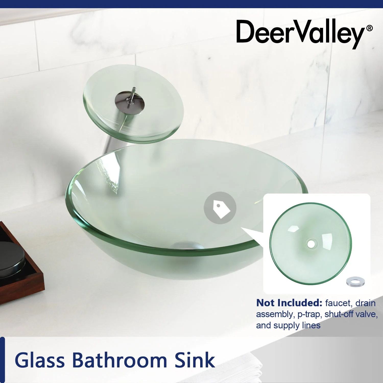 SYMMETRY 16.5" Round Vessel Bathroom Sink, Tempered Glass - Image 15