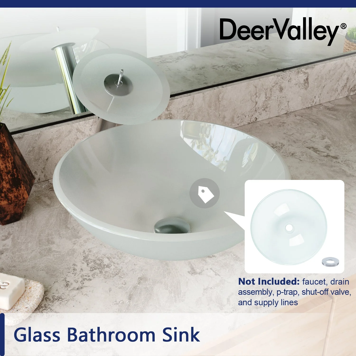SYMMETRY 16.5" Round Vessel Bathroom Sink, Tempered Glass - Image 15