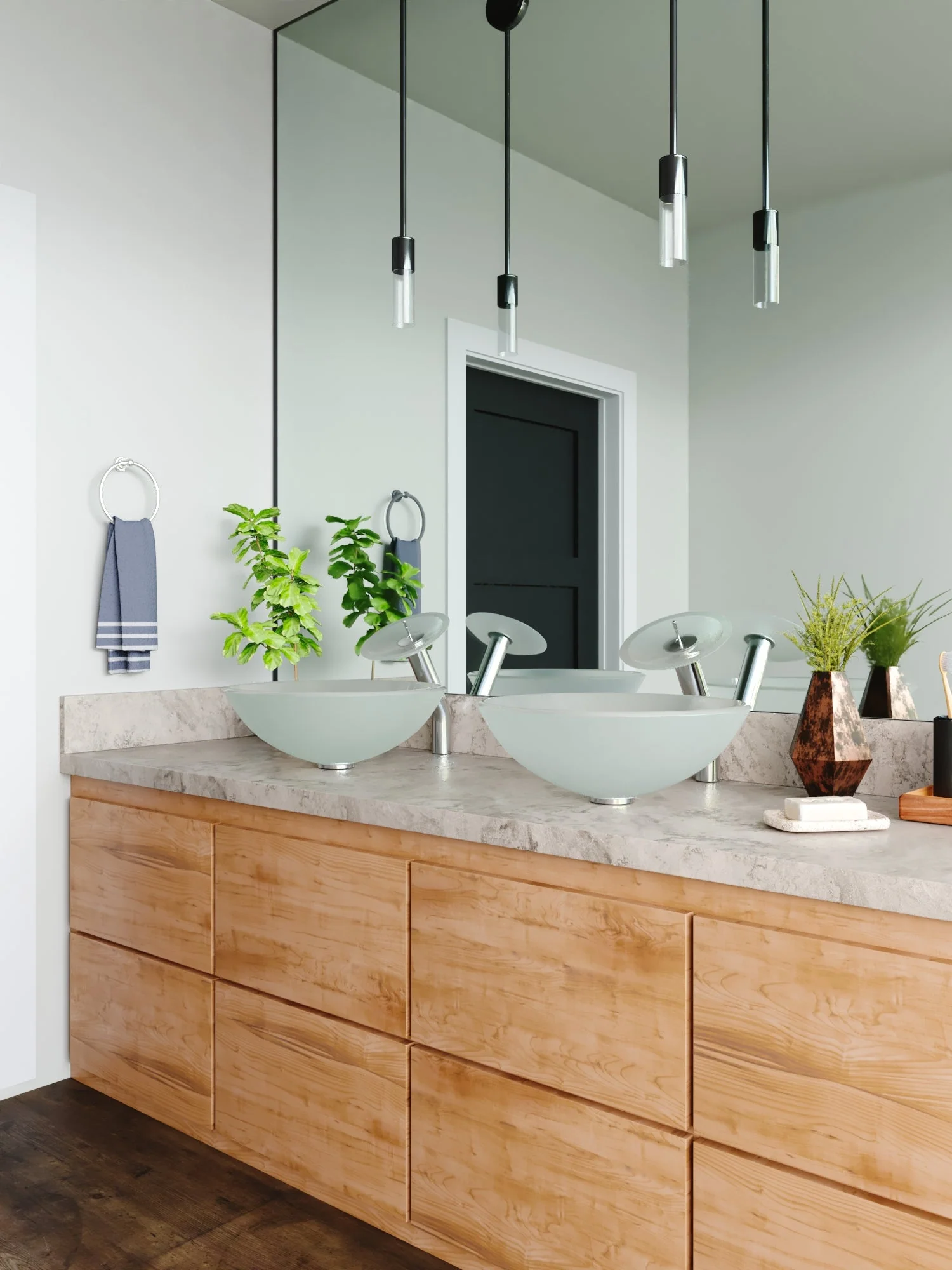 SYMMETRY 16.5" Round Vessel Bathroom Sink, Tempered Glass - Image 3