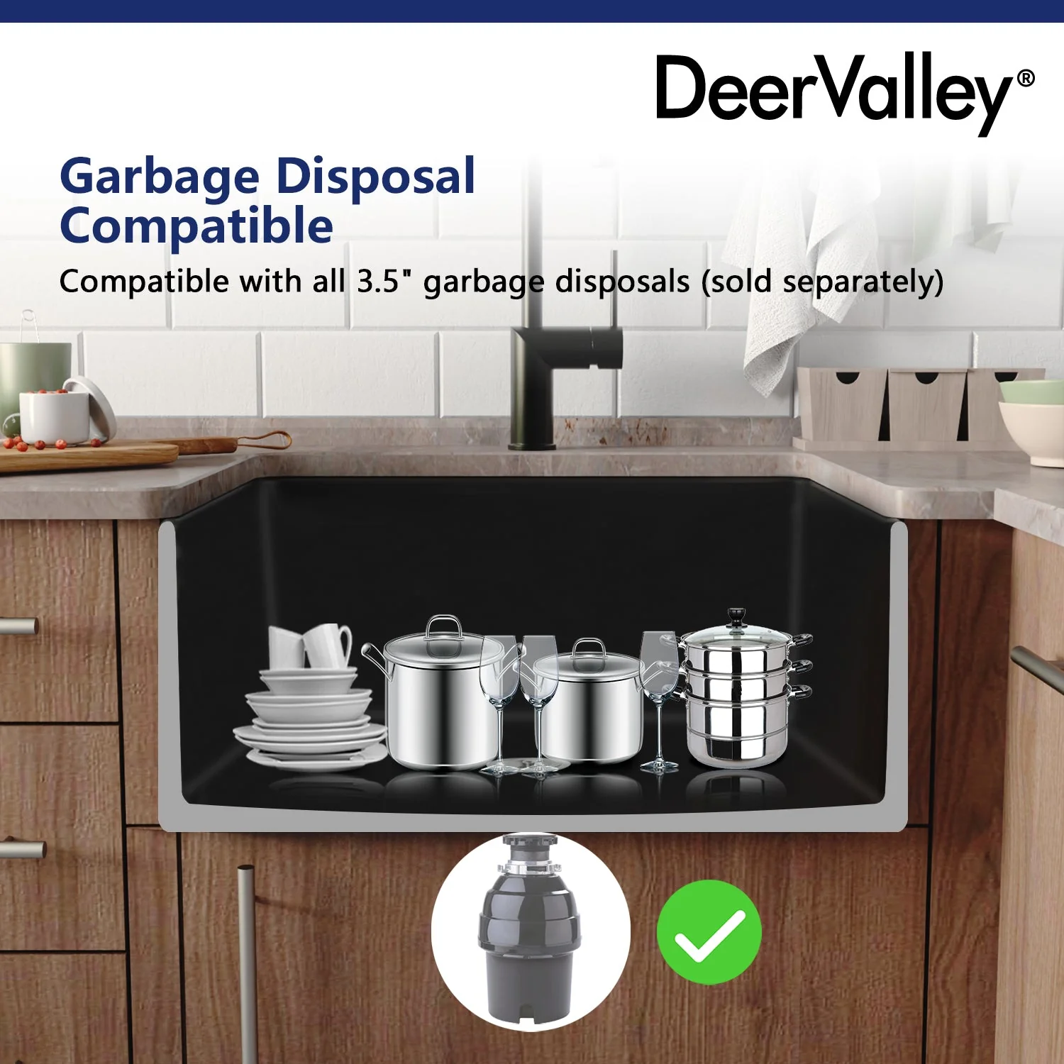 DeerValley DV-1K0012 Farmhouse Kitchen Sink – High Gloss Scratch-Resist Drop-In - Image 13