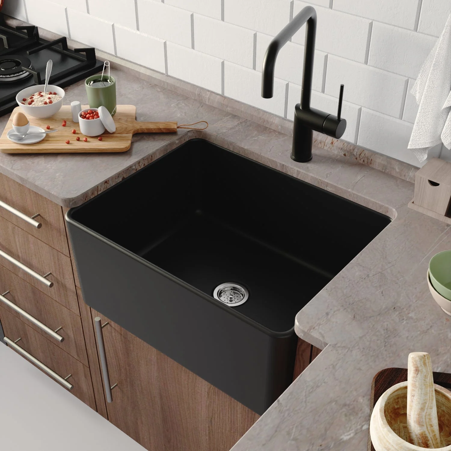 DeerValley DV-1K0012 Farmhouse Kitchen Sink – High Gloss Scratch-Resist Drop-In - Image 22