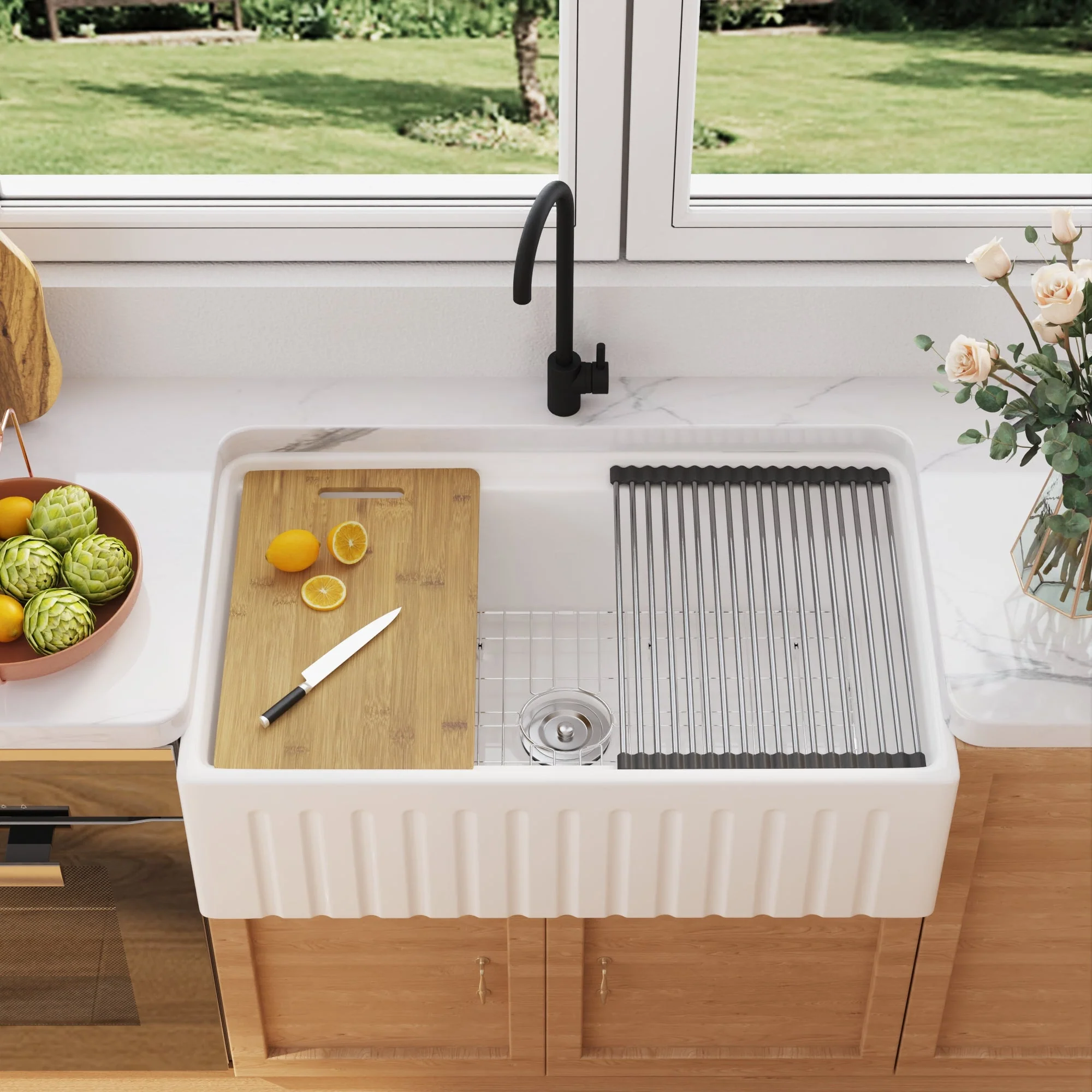 DeerValley DV-1K0065 Workstation Kitchen Sinks Porcelain Quiet Design - Image 3