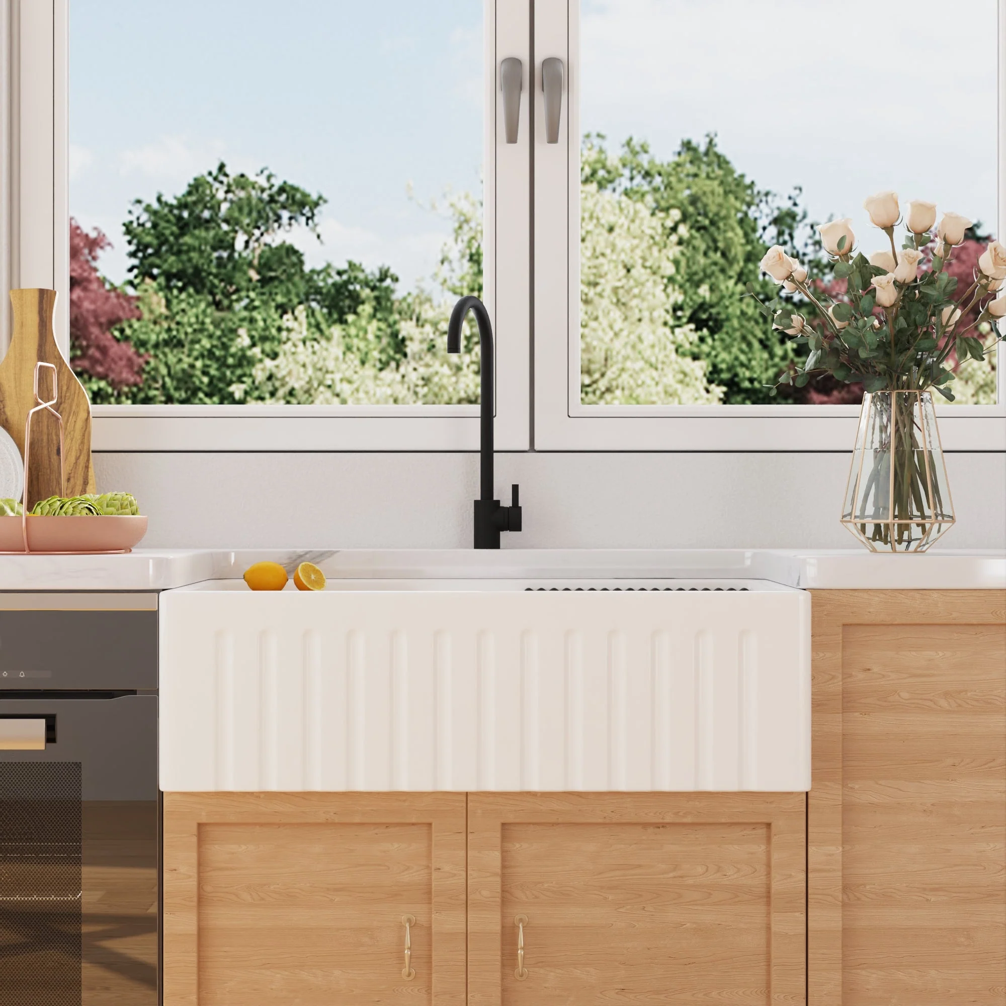 DeerValley DV-1K0065 Workstation Kitchen Sinks Porcelain Quiet Design - Image 4