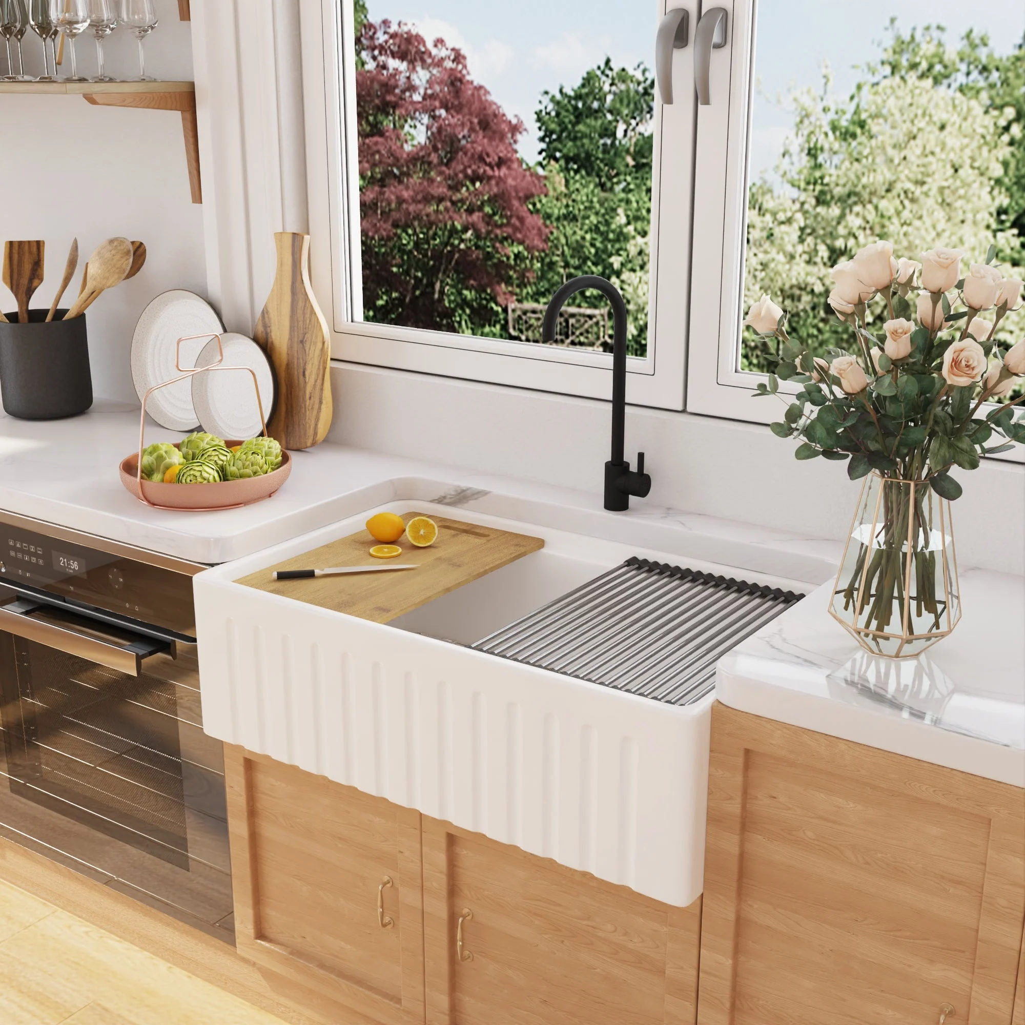 DeerValley DV-1K0065 Workstation Kitchen Sinks Porcelain Quiet Design - Image 5
