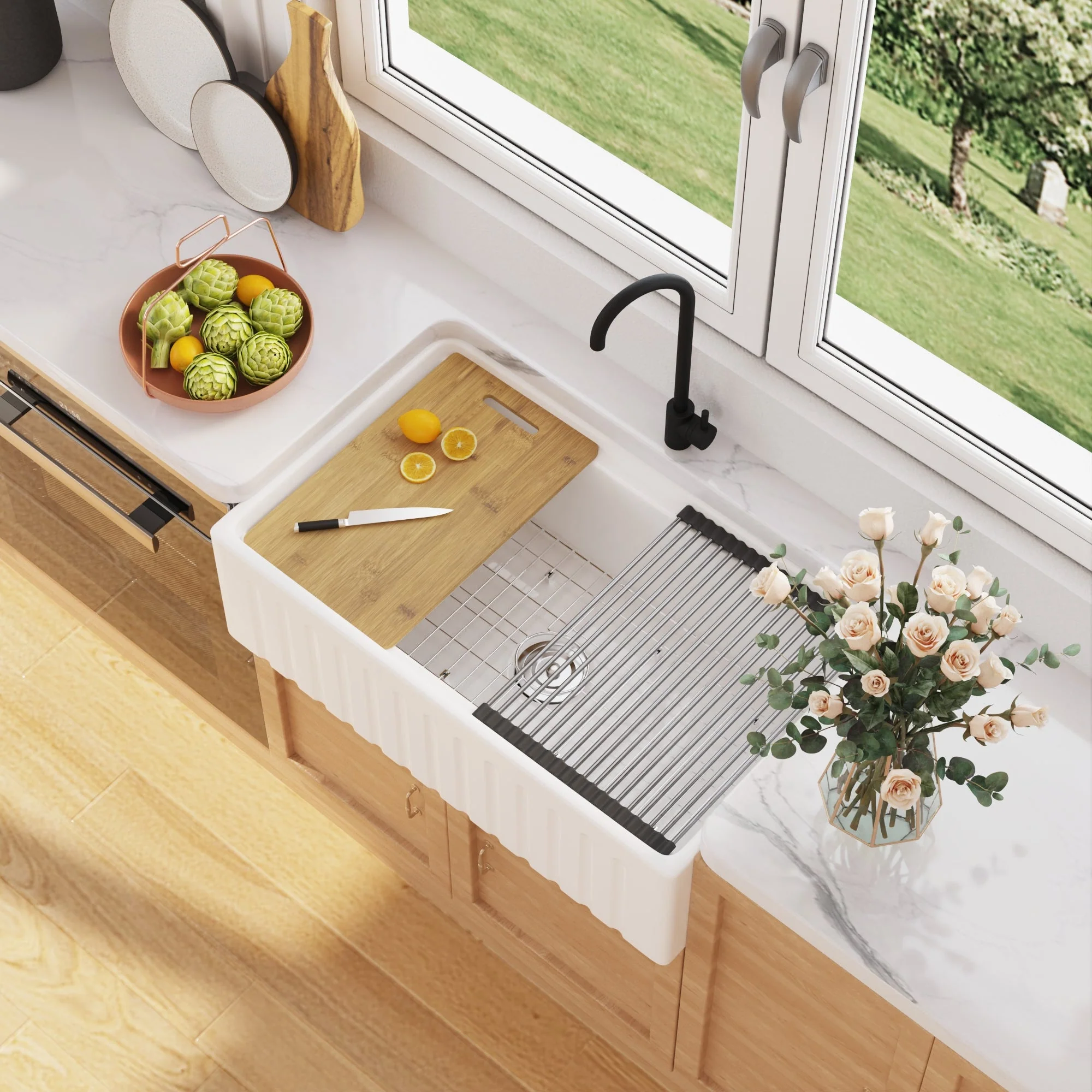 DeerValley DV-1K0065 Workstation Kitchen Sinks Porcelain Quiet Design - Image 6