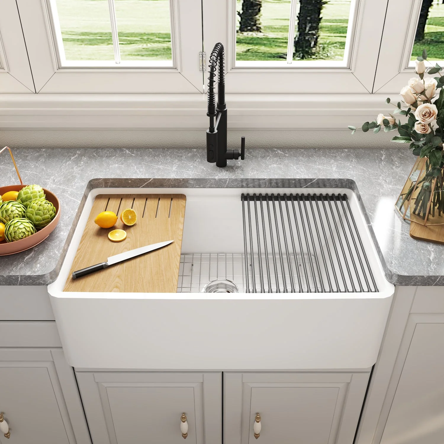 DeerValley DV-1K0067 Workstation Kitchen Sink Clutter-Free Prep with Sliding Ledge - Image 12