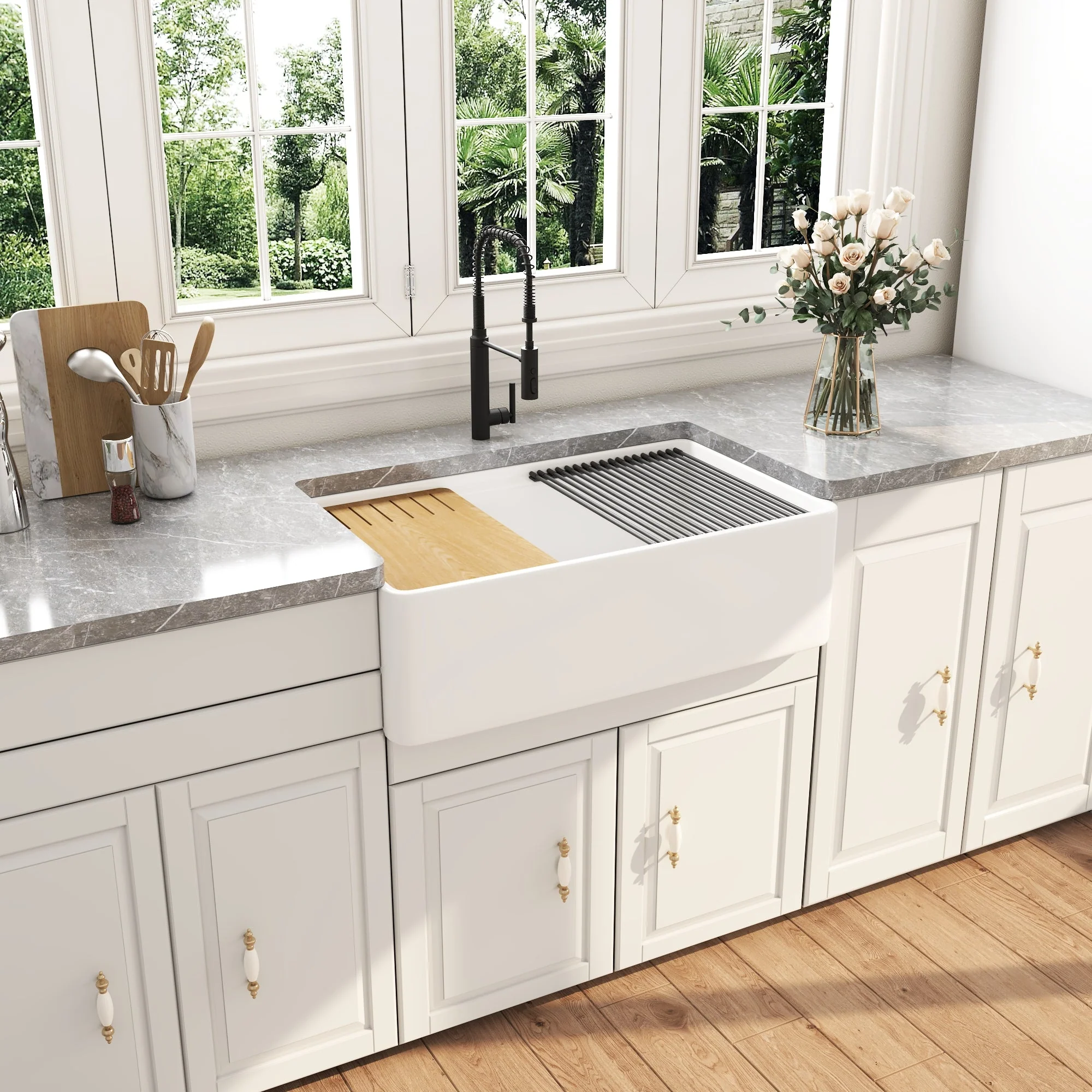DeerValley DV-1K0067 Workstation Kitchen Sink Clutter-Free Prep with Sliding Ledge - Image 15