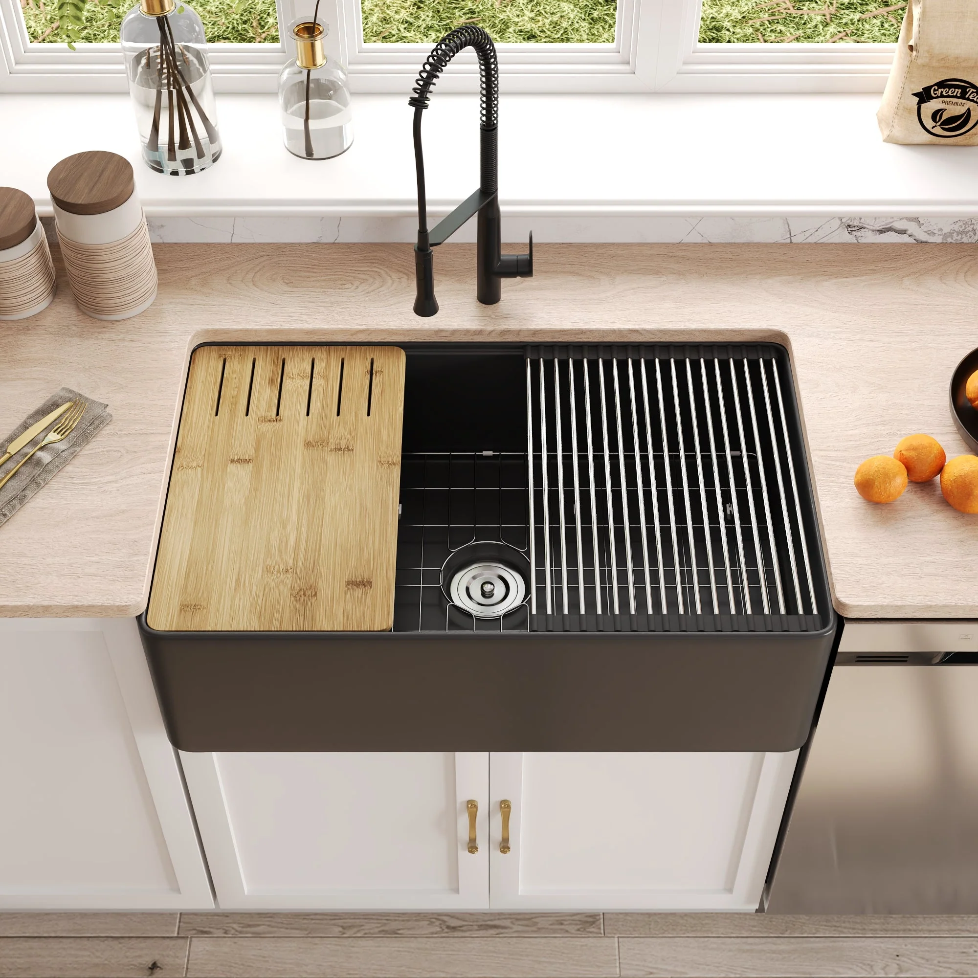 DeerValley DV-1K0067 Workstation Kitchen Sink Clutter-Free Prep with Sliding Ledge - Image 18