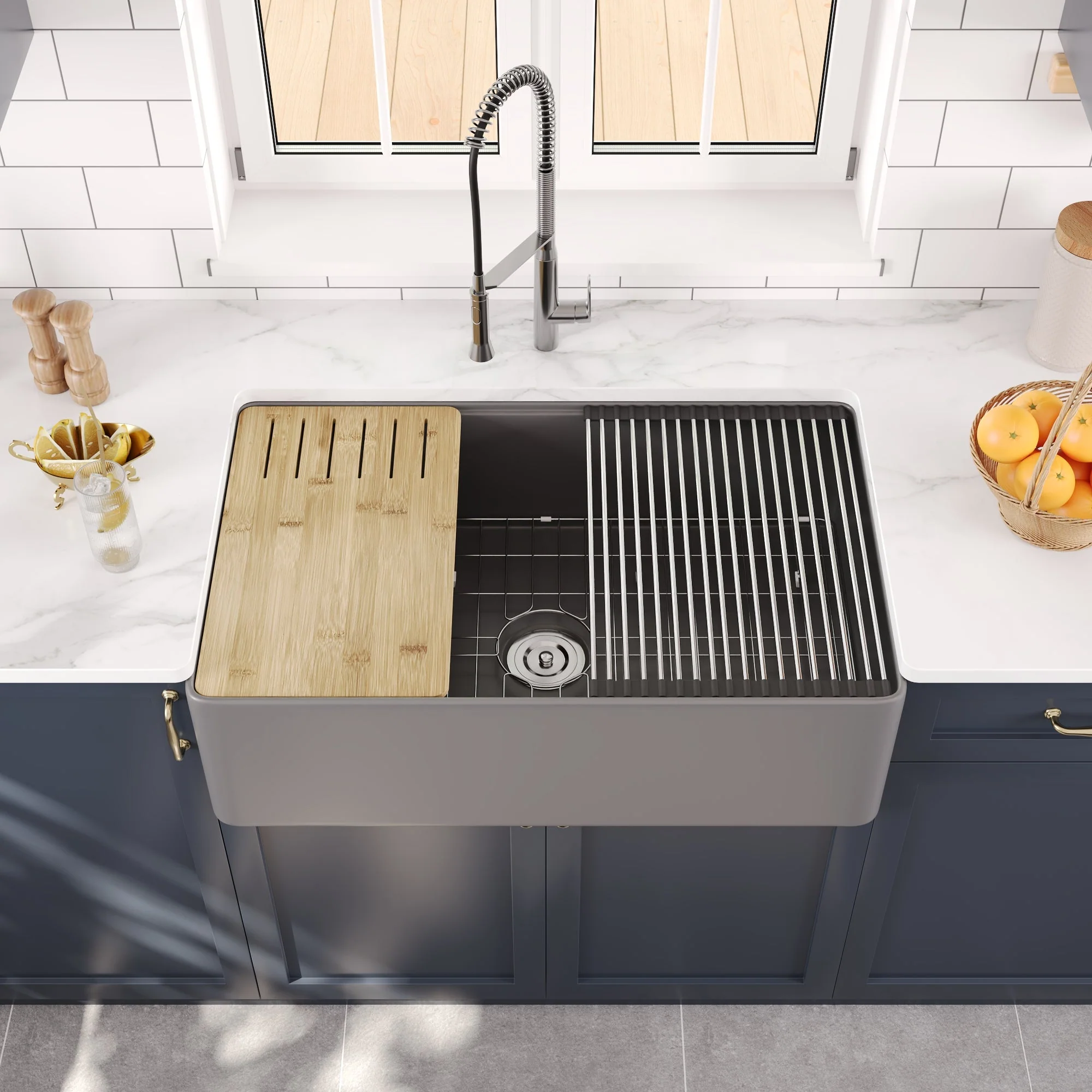 DeerValley DV-1K0067 Workstation Kitchen Sink Clutter-Free Prep with Sliding Ledge - Image 22