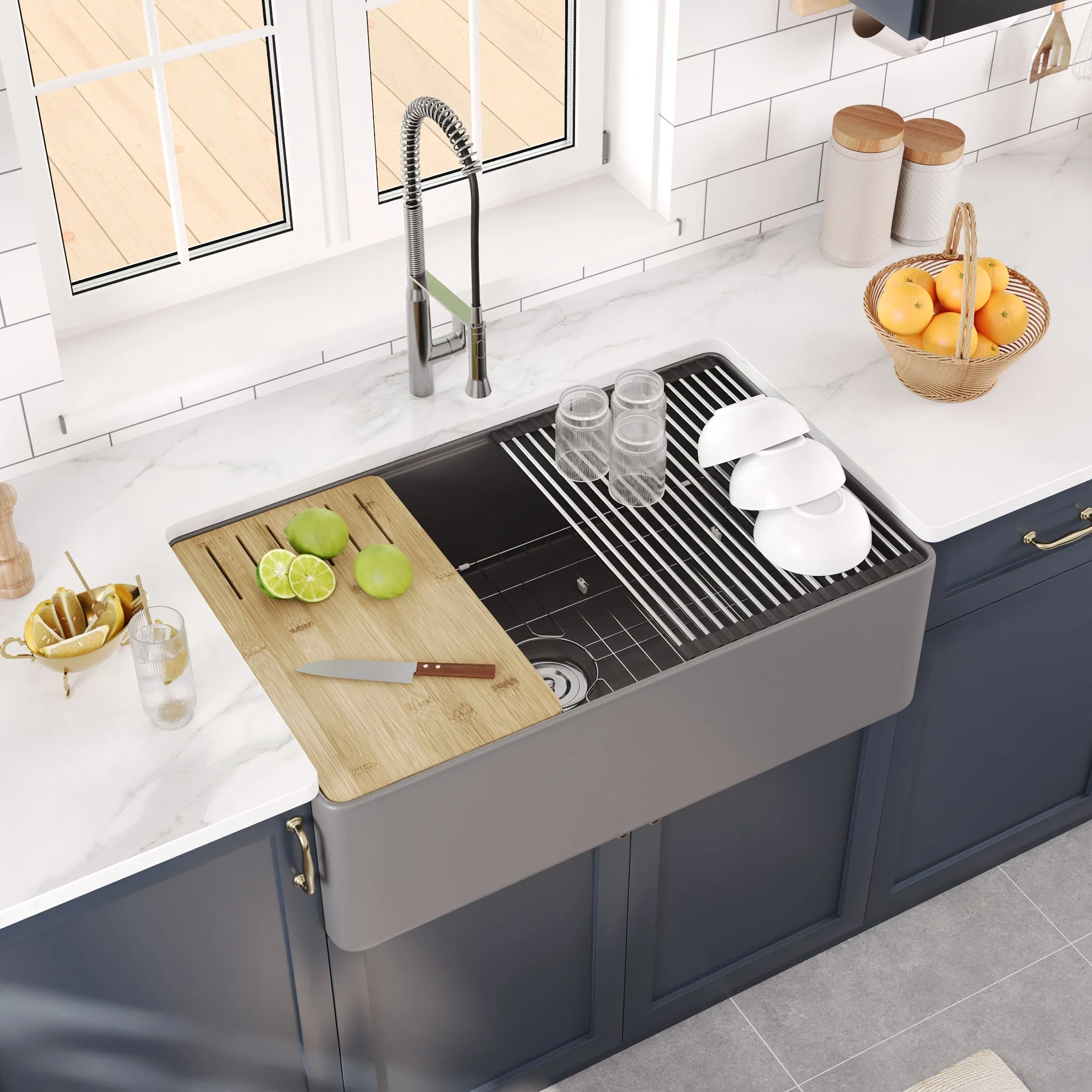 DeerValley DV-1K0067 Workstation Kitchen Sink Clutter-Free Prep with Sliding Ledge - Image 23
