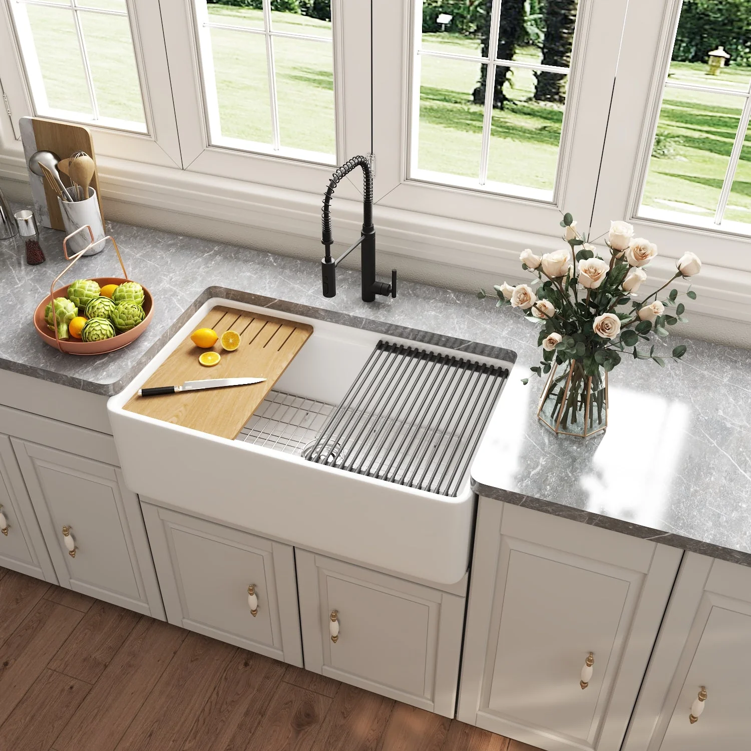 DeerValley DV-1K0067 Workstation Kitchen Sink Clutter-Free Prep with Sliding Ledge - Image 3