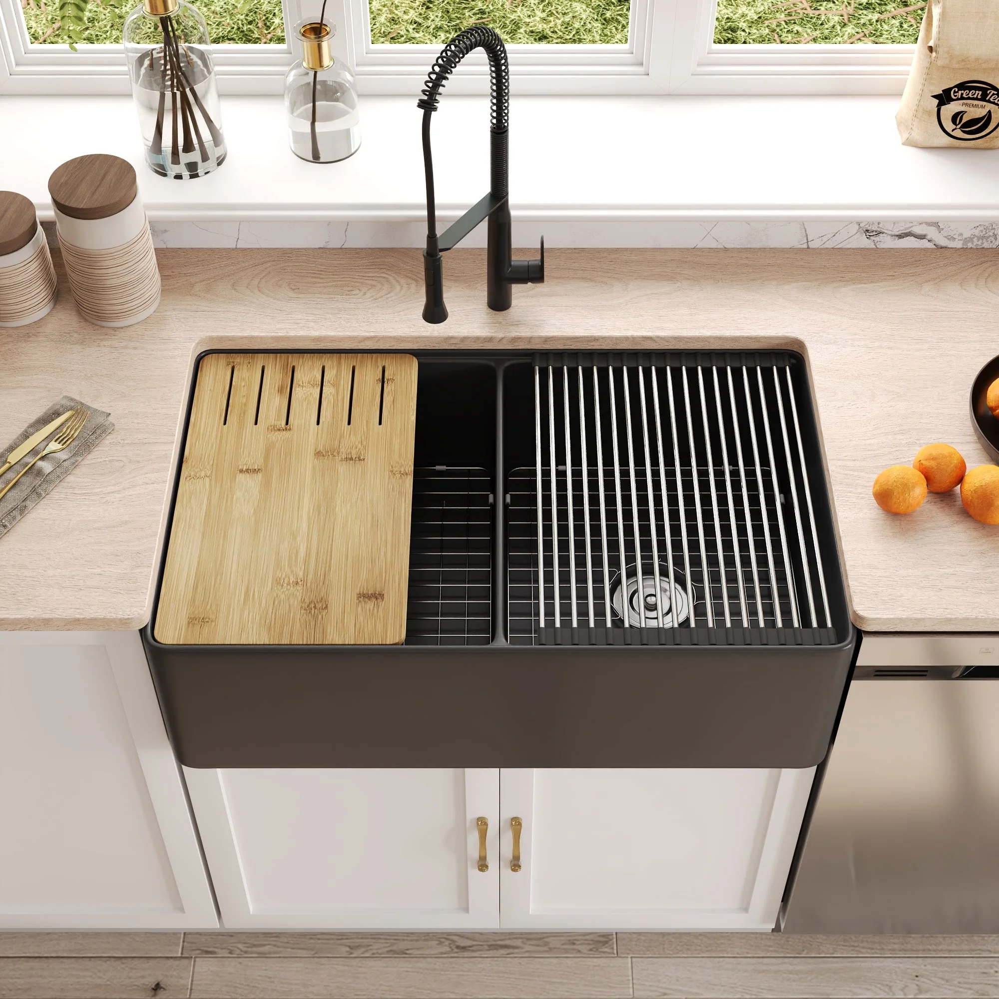 DeerValley DV-1K0068 Workstation Kitchen Sinks Dual Bowl Streamlined Workflow - Image 18