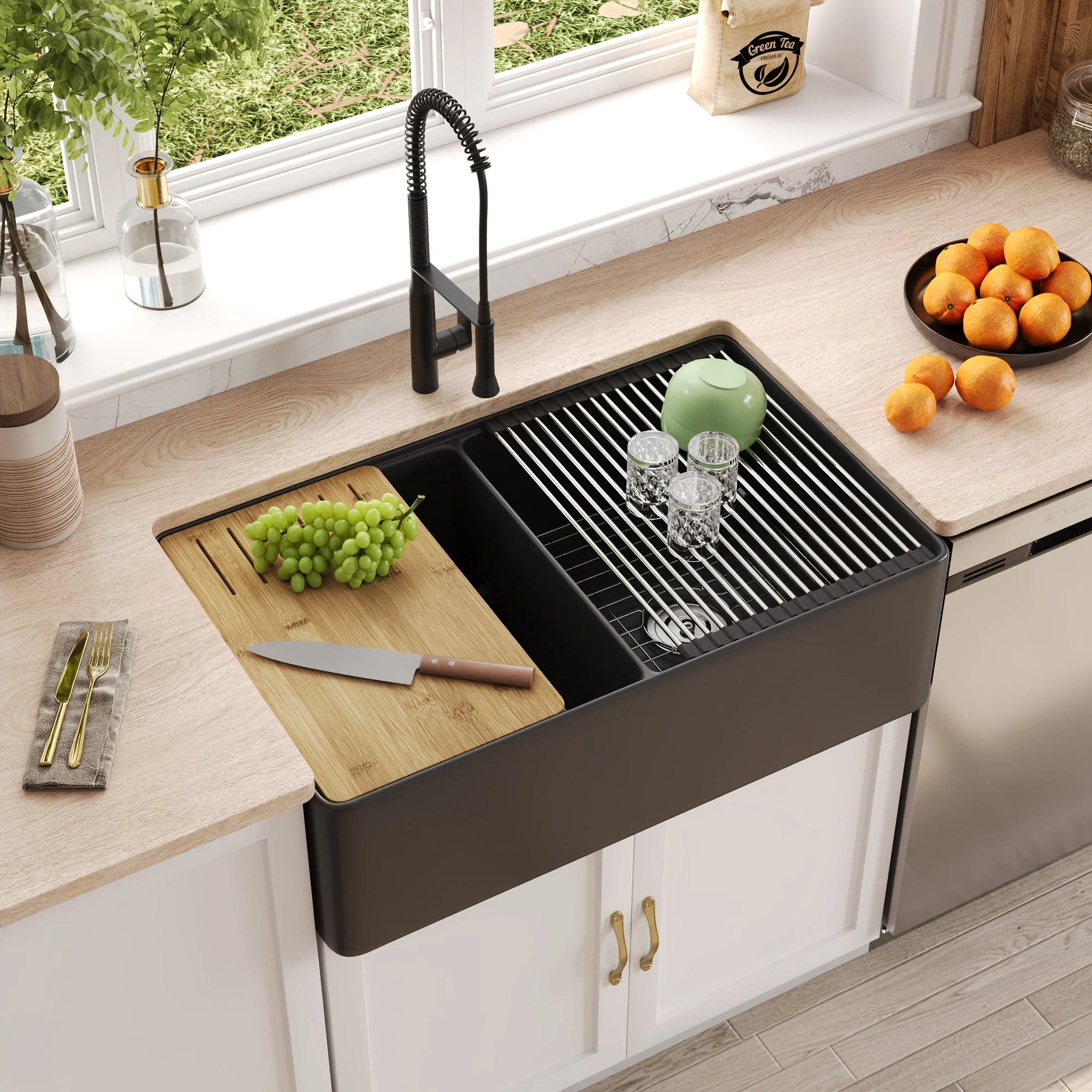 DeerValley DV-1K0068 Workstation Kitchen Sinks Dual Bowl Streamlined Workflow - Image 20
