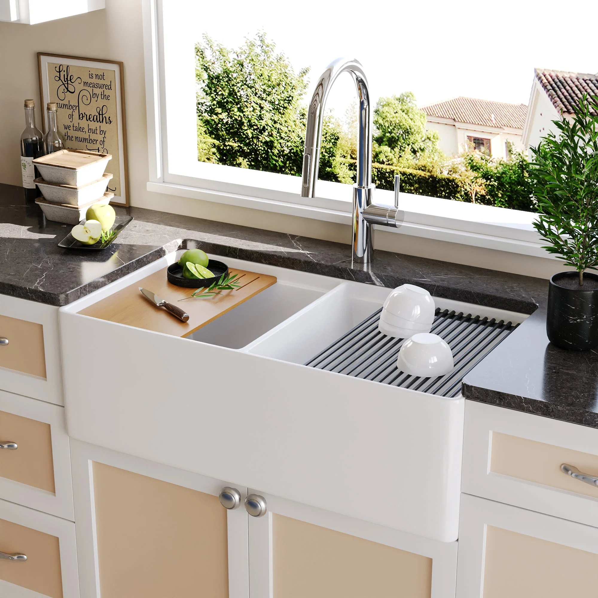 DeerValley DV-1K0068 Workstation Kitchen Sinks Dual Bowl Streamlined Workflow - Image 6