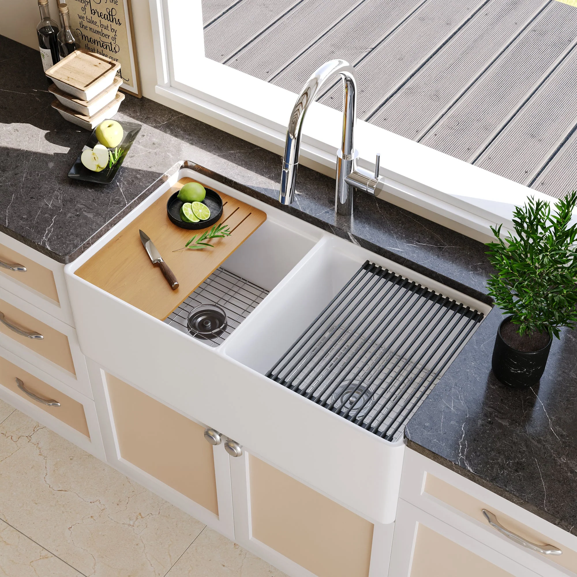 DeerValley DV-1K0068 Workstation Kitchen Sinks Dual Bowl Streamlined Workflow - Image 8