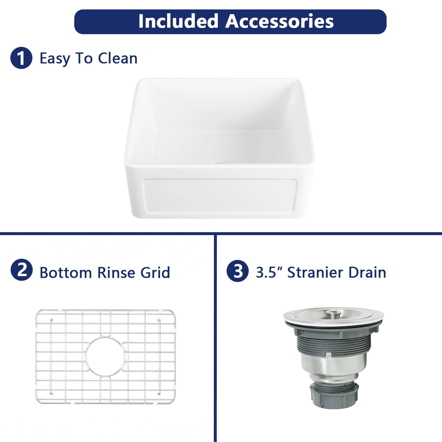 DeerValley DV-1K022 Farmhouse Kitchen Sinks 9" Deep Bowl Splash-Proof 3.5" Drain Compact - Image 3